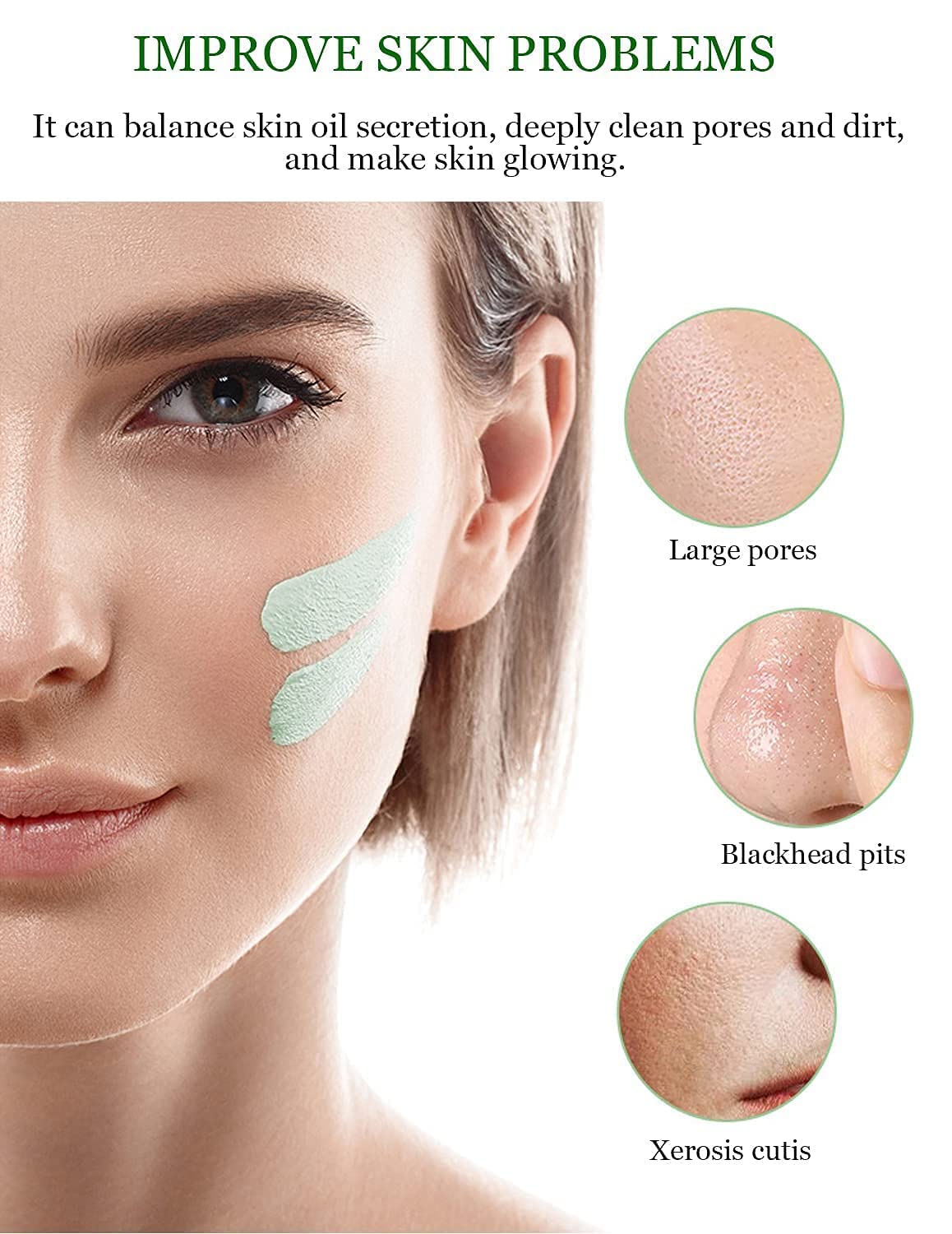 Green Tea Cleansing Mask Stick for Face - Blackhead & Whitehead Remover, Oil Control & Anti-Acne Treatment - Natural Green Mask Stick for Men & Women | Perfect for Daily Skincare Routine & Deep Pore Cleansing