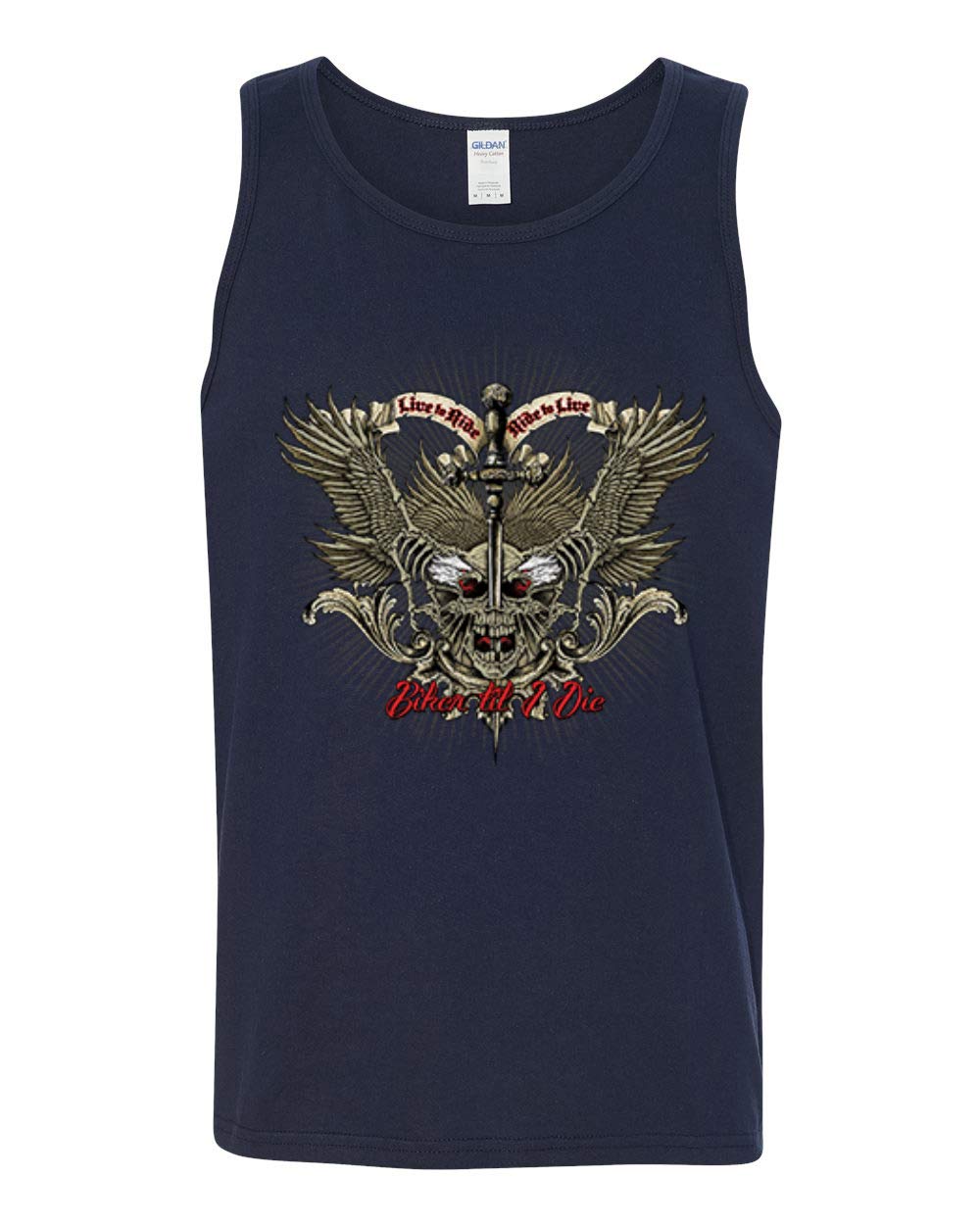 Biker Til I Die Live to Ride Motorcycle Graphic Tank Top for Men - Perfect for Motorcycle Rides, Car Shows & Biker Events