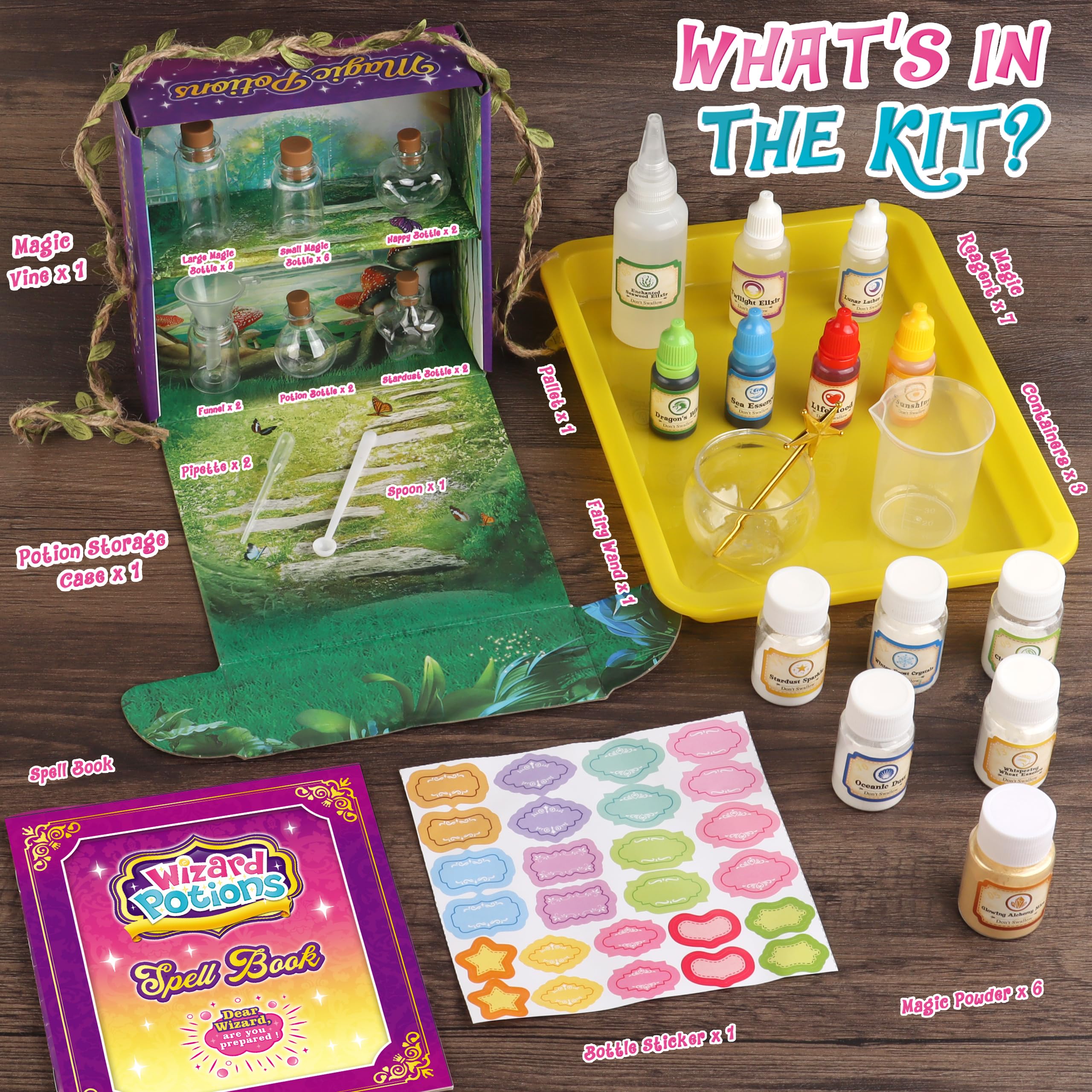 Fairy Magic Kit for Kids - 20PCS Magic Potion Bottles & Plate - DIY Fairy Making Craft Set - Best Gift for Girls Age 8-11 (Birthday, Easter, Christmas) - Creative Art Toy for Pretend Play & Imaginative Storytelling