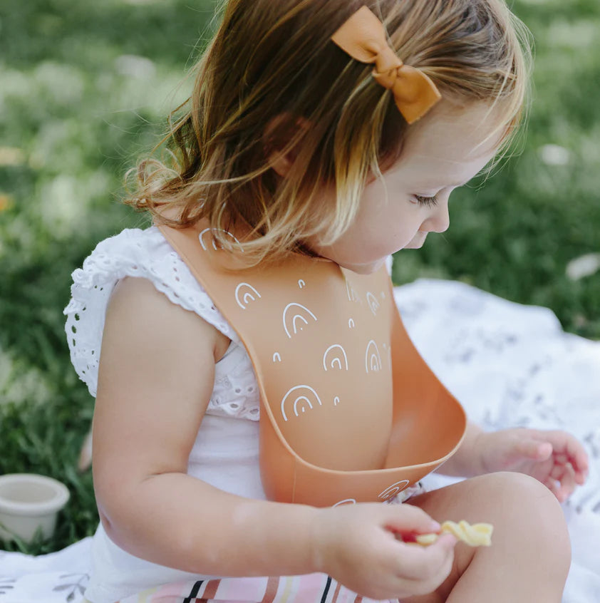One Chew Three Silicone Catch Bib - Waterproof Baby Feeding Bib with Deep Food Pocket for Mess-Free Meals - Perfect for Infants & Toddlers at Home, Restaurants or Daycare