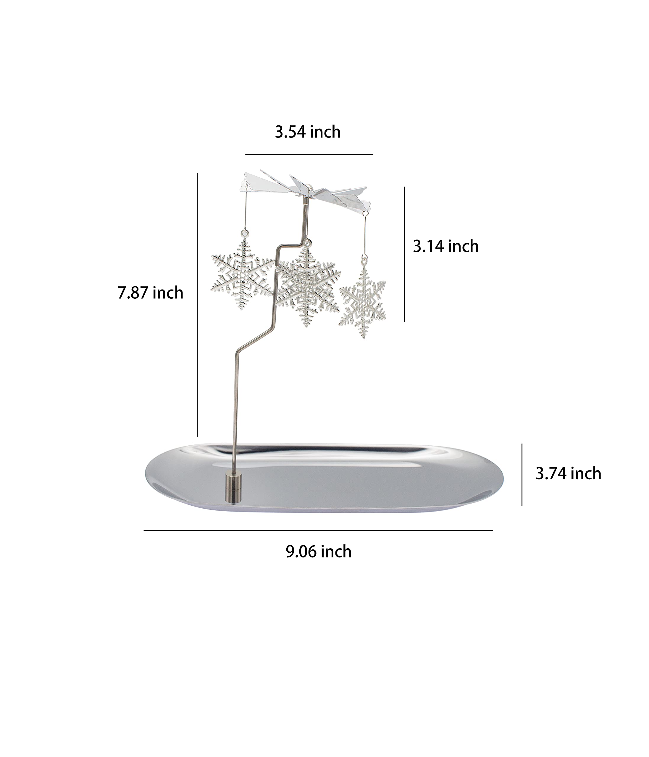 Silver Spinning Candle Holders with Tray - Rotating Rotary Light Holders for Christmas Decor, Romantic Weddings & Family Table Centerpieces - Perfect for Holiday Parties, Dinner Table Decorations and Special Occasions
