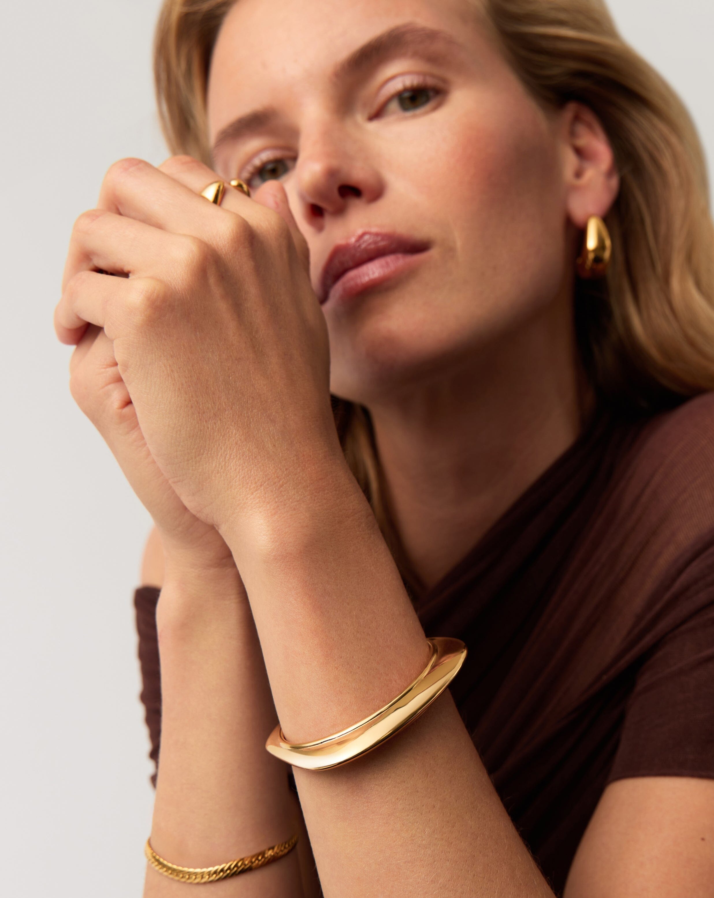 Hera Dome Statement Cuff Bracelet - 18k Gold Plated Elegant Jewelry for Women | Perfect for Parties, Weddings & Special Occasions
