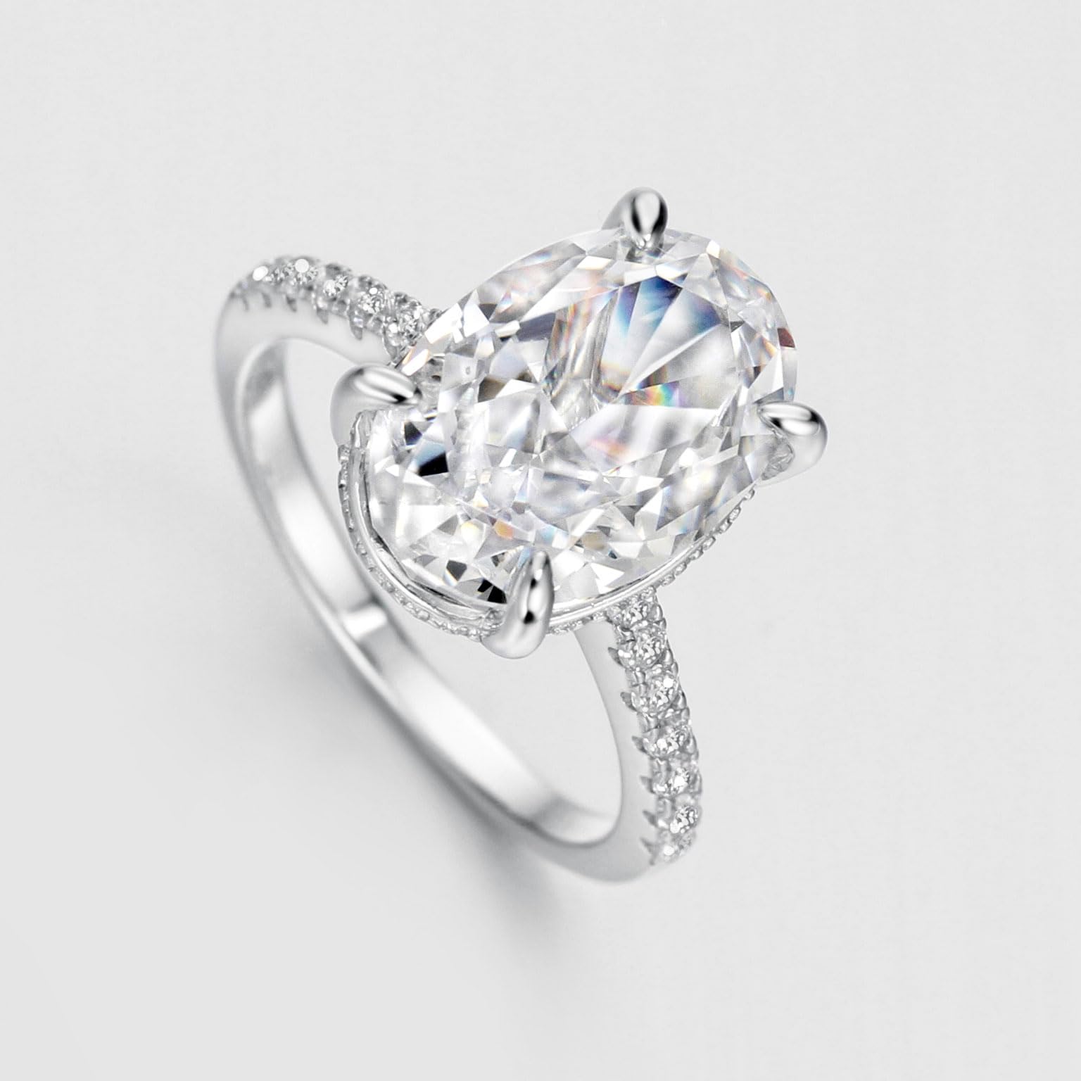 4.0ct Oval Cut Simulated Diamond Engagement Ring for Women - 925 Sterling Silver Wedding Band, Promise Ring - Perfect for Proposals, Anniversaries & Special Occasions