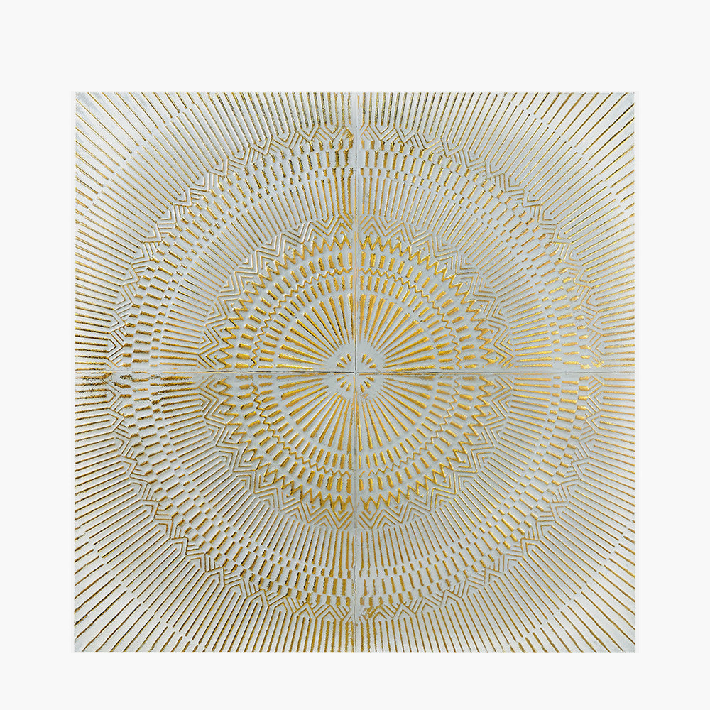 Antique White and Gold Textured Metal Wall Art - Vintage Home Decor for Living Room, Bedroom & Office - Perfect for Farmhouse, Boho & Modern Interior Design Styles