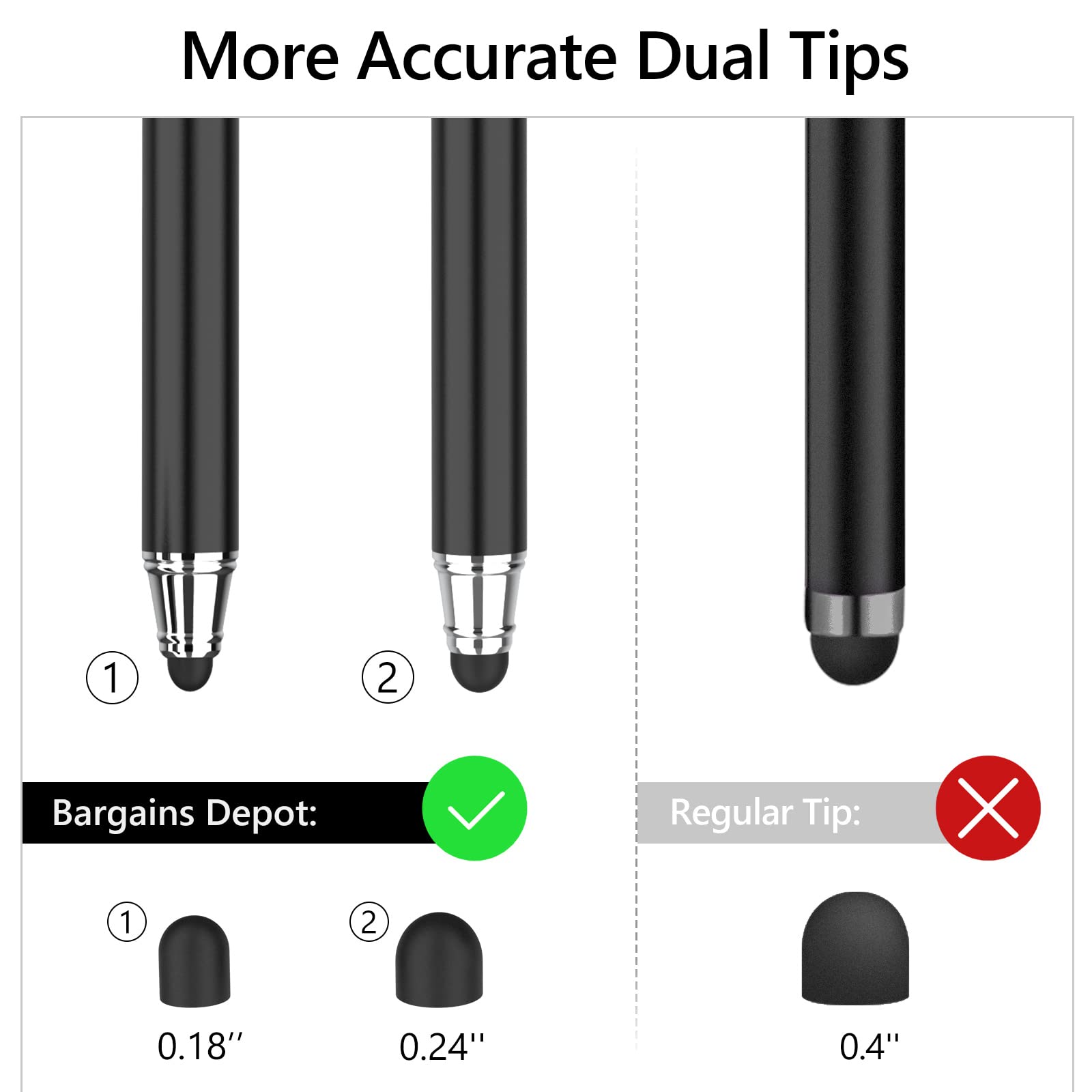 Universal 2-in-1 Stylus Pen with 20 Replacement Tips for Touch Screens - Compatible with iPad, iPhone, iPod, Kindle, Galaxy Tablets - Perfect for Drawing, Note-Taking & Digital Signatures (Black)