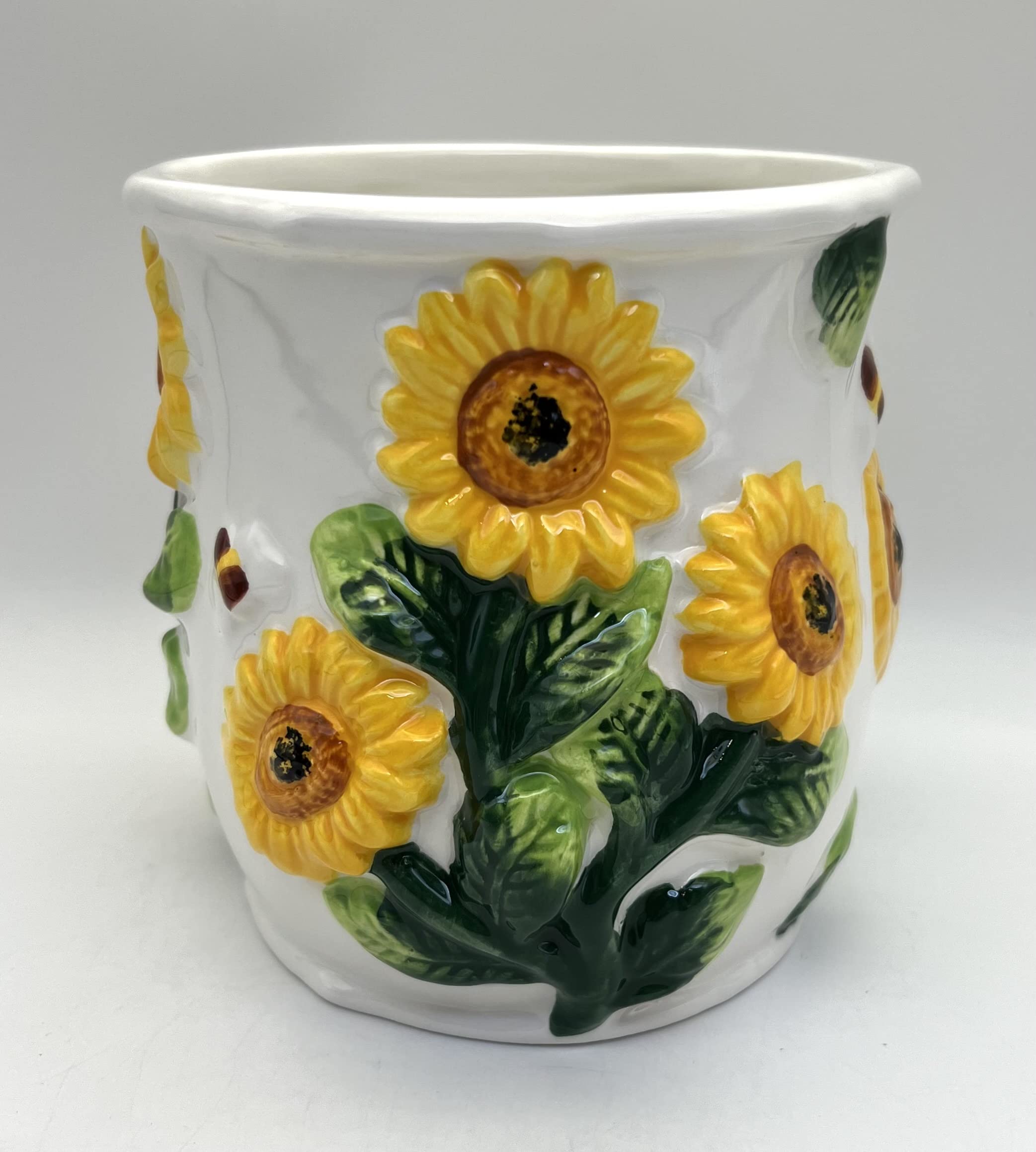 3D Sunflower Utensil Holder - Modern Kitchen Storage & Decor for Countertops