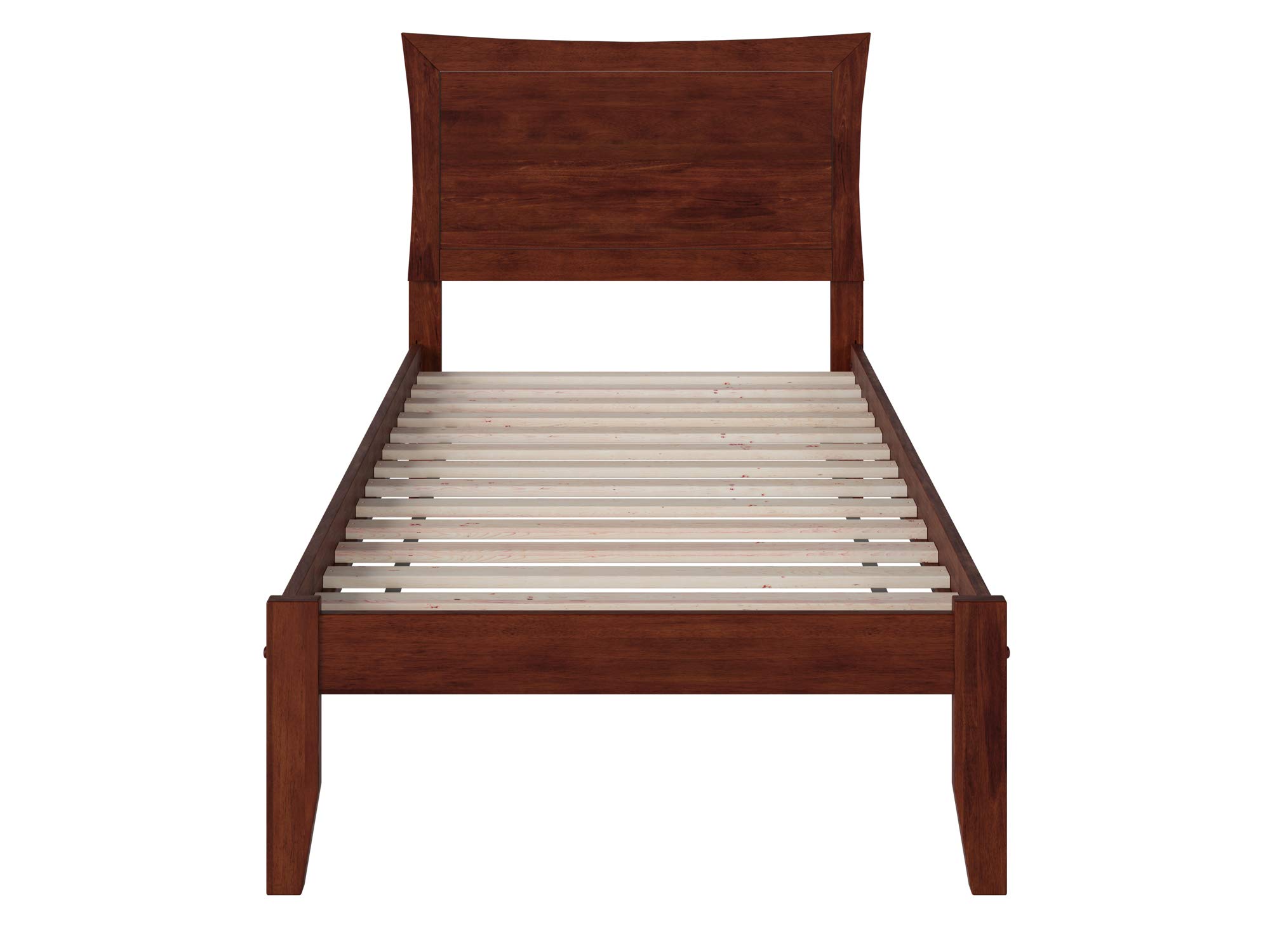 AFI Metro Twin XL Size Platform Bed with USB Charging Station in Walnut Finish - Modern Minimalist Bed Frame for Small Spaces, Dorm Rooms & Guest Bedrooms