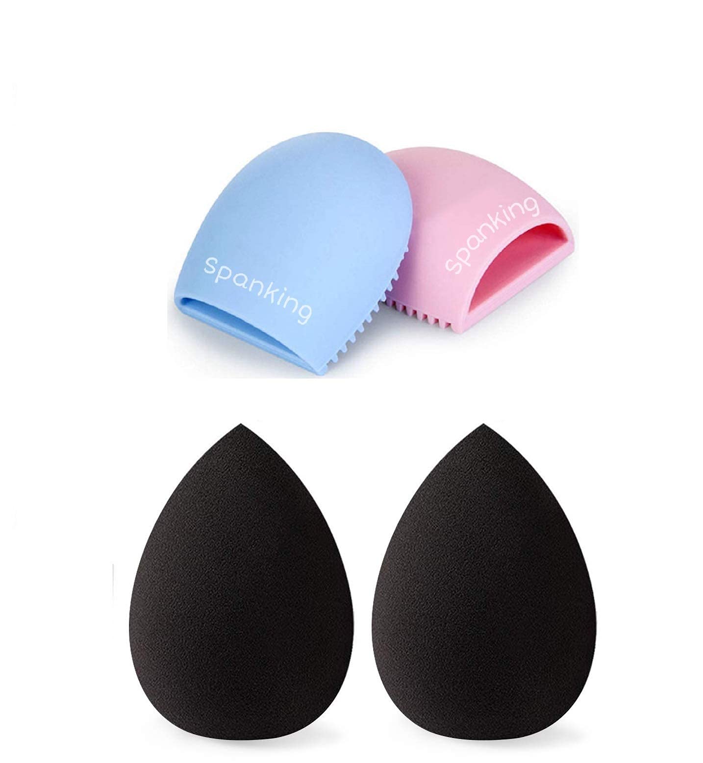 Professional Makeup Brush Cleaner & Blender Sponge Set - 1 Brush Cleaner + 2 Puffs for Deep Cleaning & Flawless Application | Perfect for Home & Travel Makeup Kits