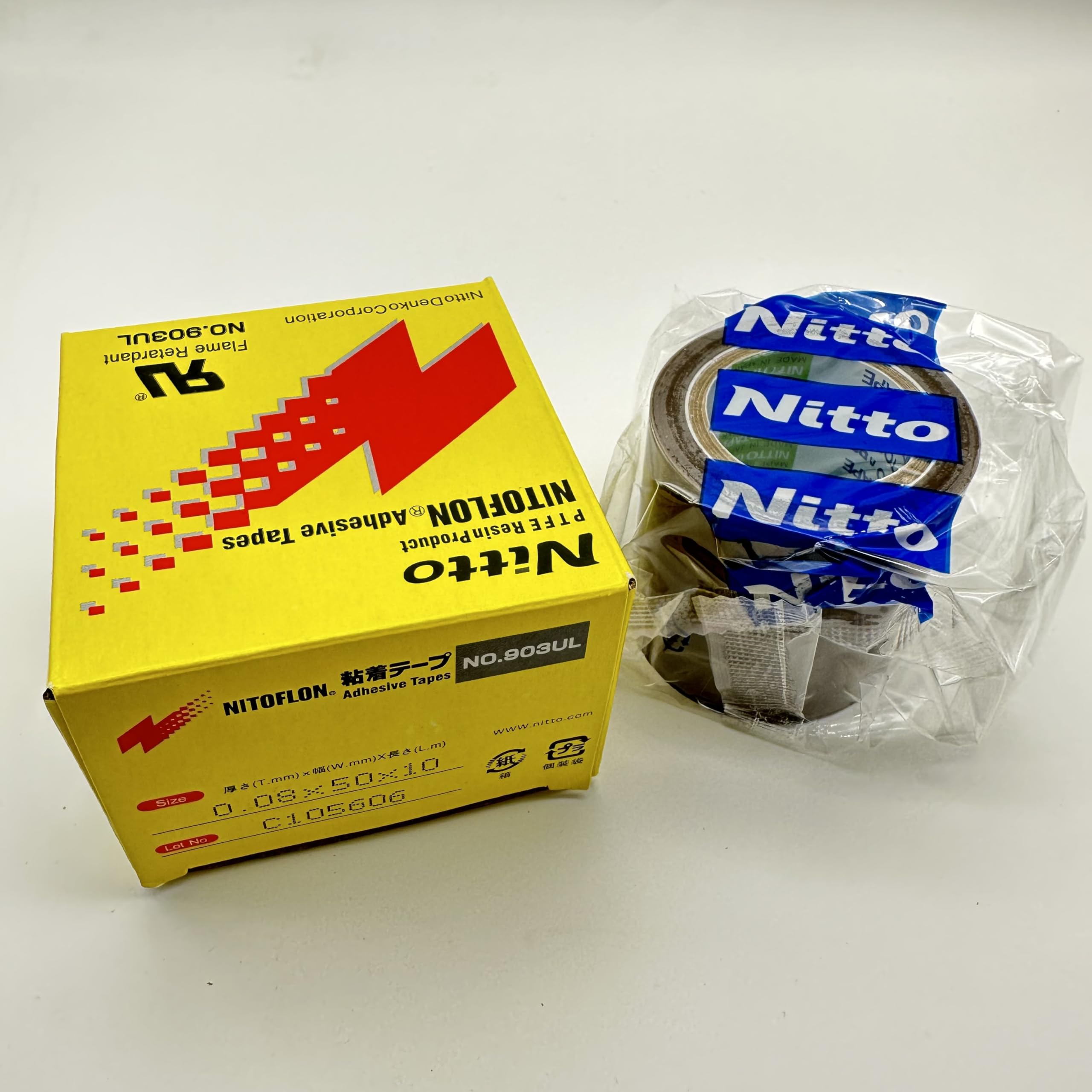 10-Pack NITTO DENKO NITOFLON 903UL Waterproof Single Sided Tape - 13mm, 19mm, 25mm x 10m Length (Original 50mm) - High-Temp Resistance for Automotive, HVAC & Industrial Sealing Applications