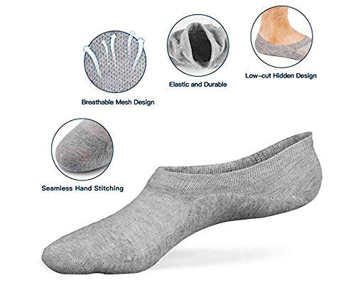 No Show Socks for Men & Women - Invisible Low Cut Anti Slip Loafer Socks - Breathable Non Sweat Comfort Socks - Perfect for Sneakers, Loafers & Dress Shoes (White, Men 7-12, Women 8.5-13.5)