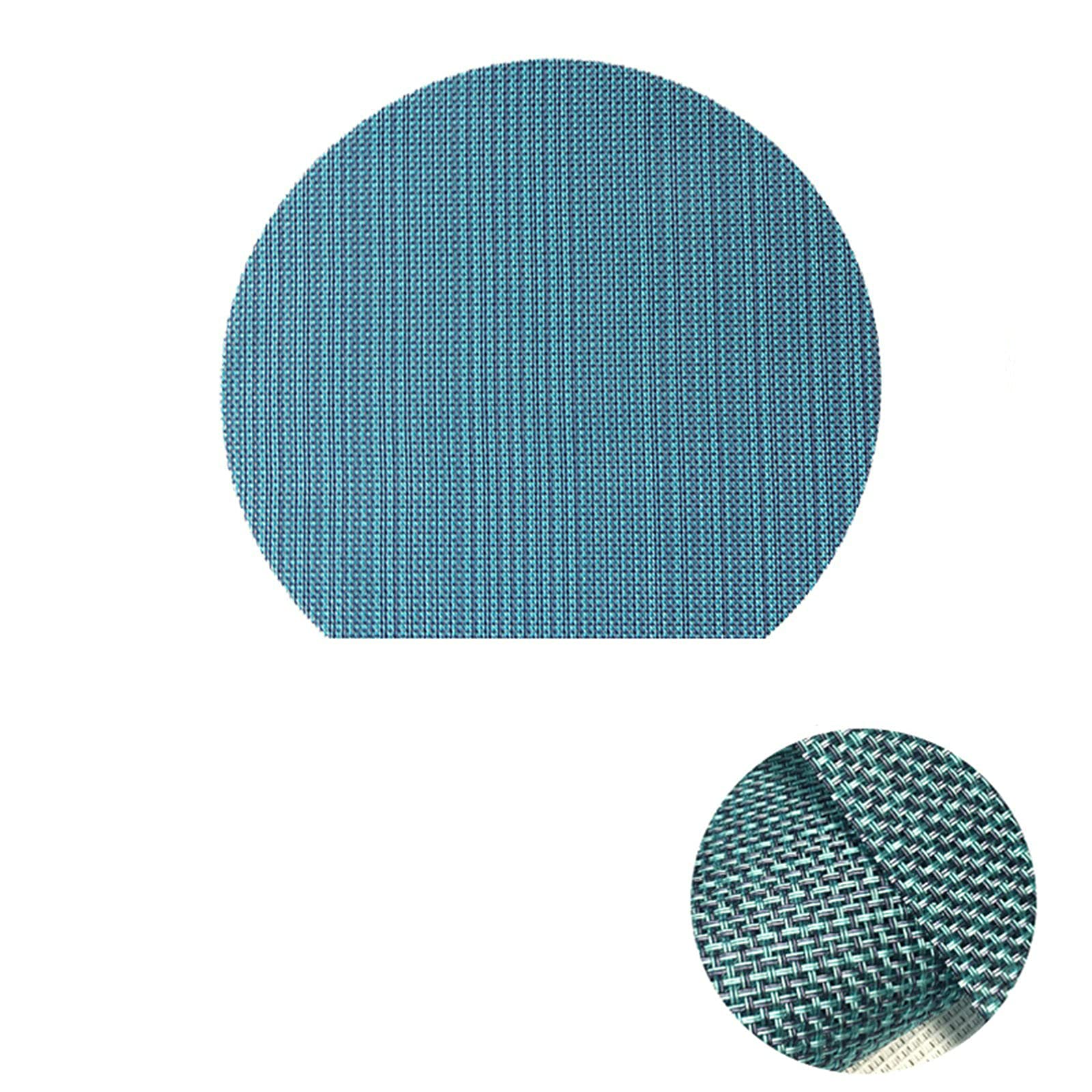 Round Non-Slip Placemats Set of 2 - 14 x 12 Inch Blue Table Mats for Dining, Indoor & Outdoor Use - Waterproof & Heat Resistant for Home Decor, Dinner Parties, Picnics, and Daily Meals