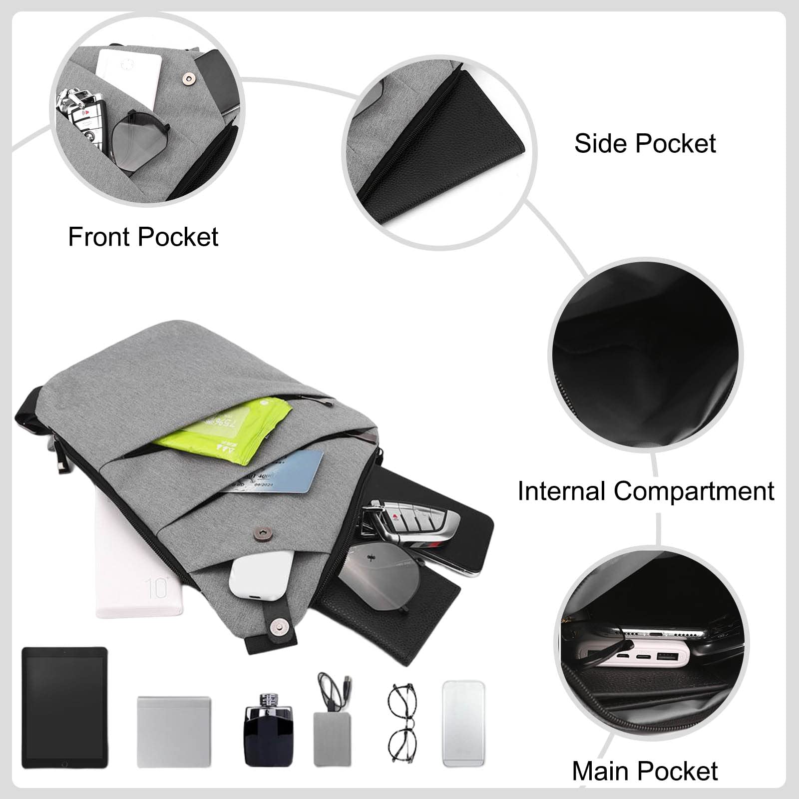 Anti-Theft Sling Bag - Secure Chest Shoulder Backpack for Men & Women | Travel, Hiking, Biking, Gym & Daily Use | Lightweight Nylon Crossbody Bag (Black)