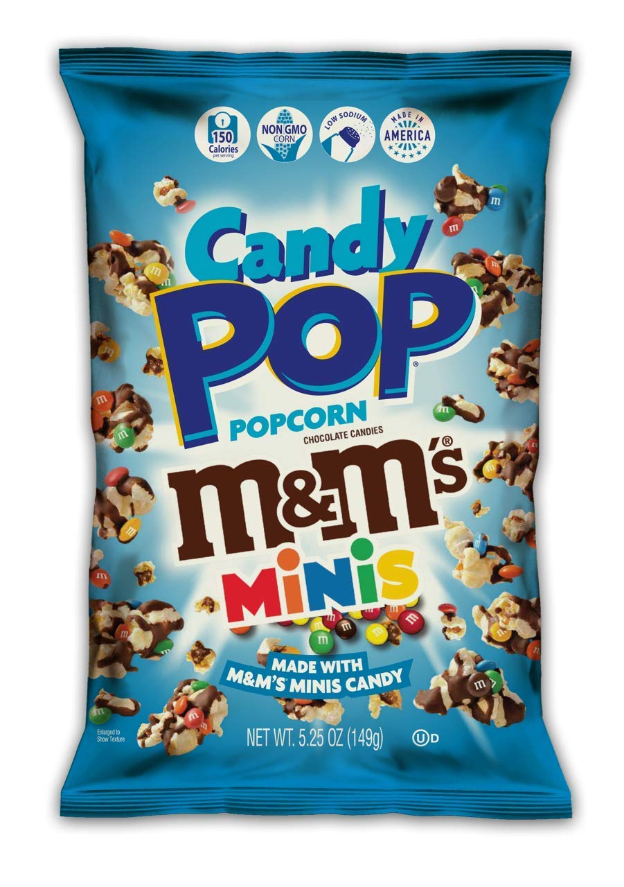 M&M's Minis Candy Coated Popcorn Snack - 5.25oz Non-GMO Chocolate Drizzled Treat with Real M&M's Candies - Perfect for Movie Nights, Parties & Sweet Cravings