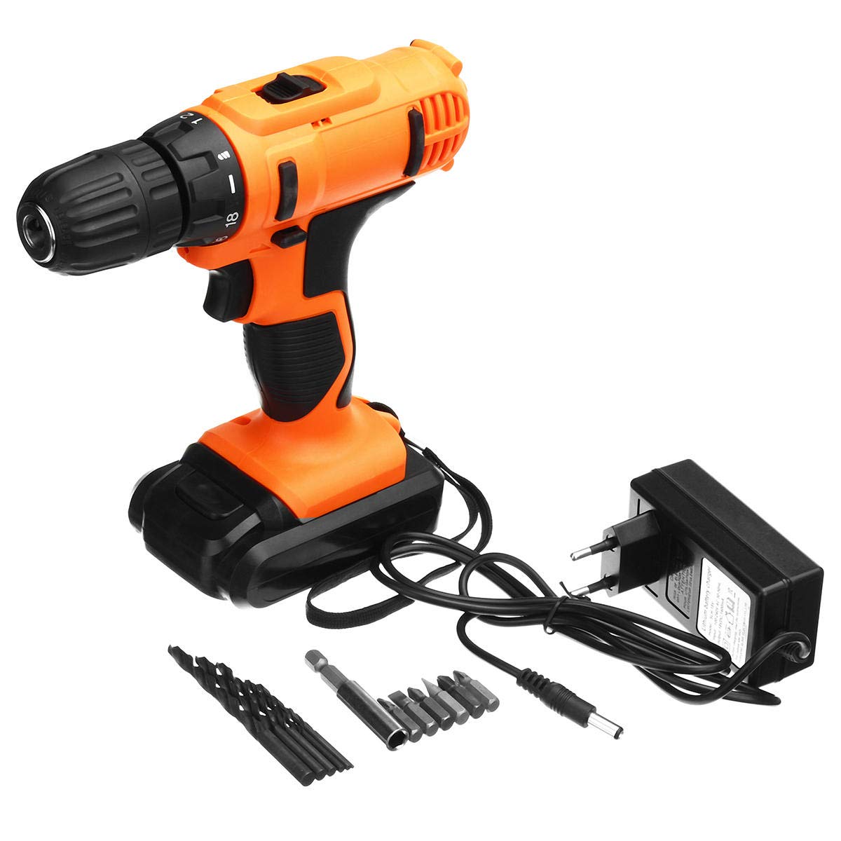 18V Cordless Electric Screwdriver & Hammer Drill with 13-Piece Drill Bit Set - Rechargeable Power Tool for Home DIY, Woodworking, and Construction Projects