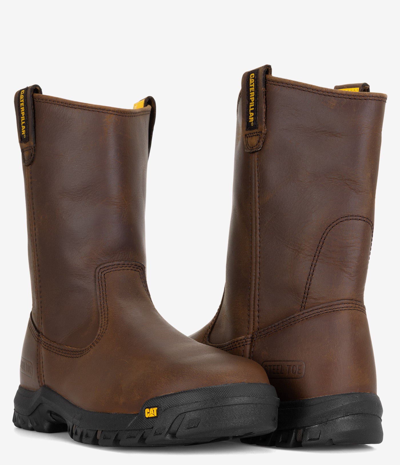 CAT Footwear Men's Drawbar Steel Toe Pull-On Work Boots - Durable Safety Shoes for Construction, Warehouse & Industrial Work