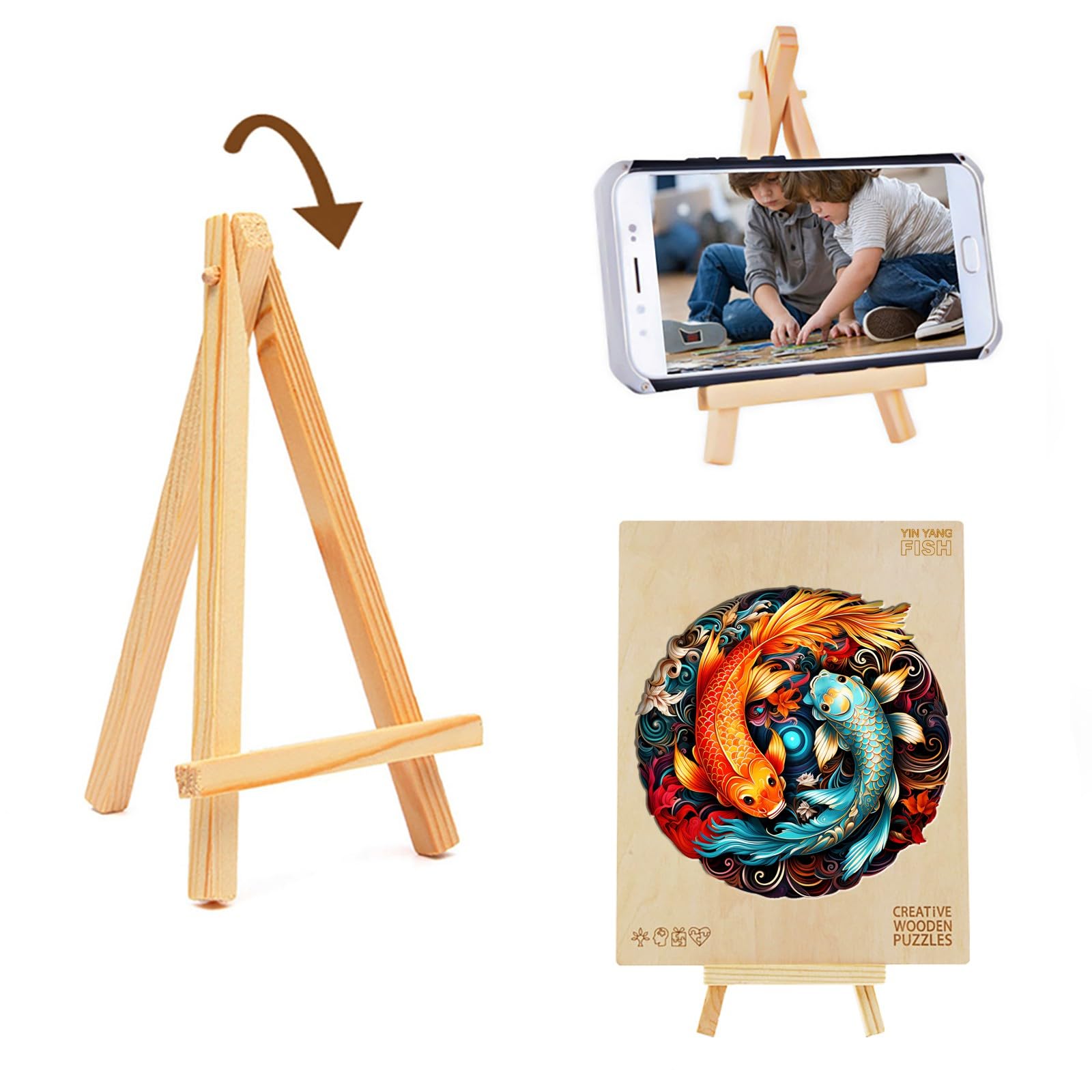 KAAYEE Wooden Animal Puzzles for Kids - Fish Yin Yang Shape, Educational Montessori Toys with Gift Box - Perfect for Preschool Learning, Birthday Gifts & Family Game Night