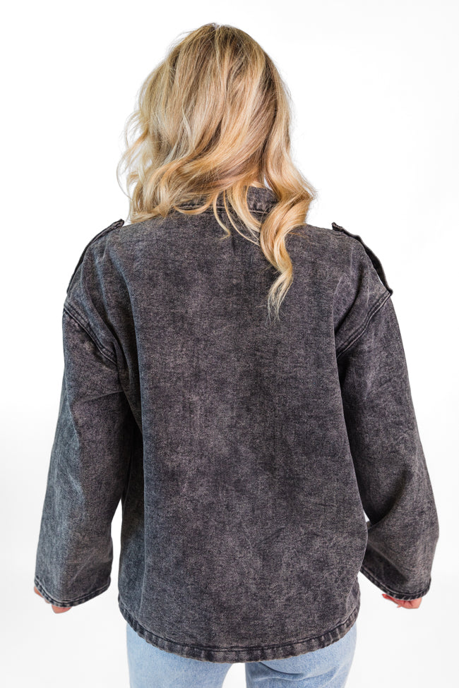 Mandie Washed Black Denim Jacket for Women - Vintage Style Distressed Denim Jacket - Perfect for Casual Outfits & Layering - FINAL SALE