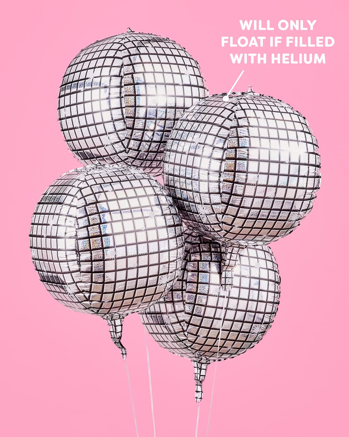 Disco Ball Foil Balloons - 4 Pack, 22