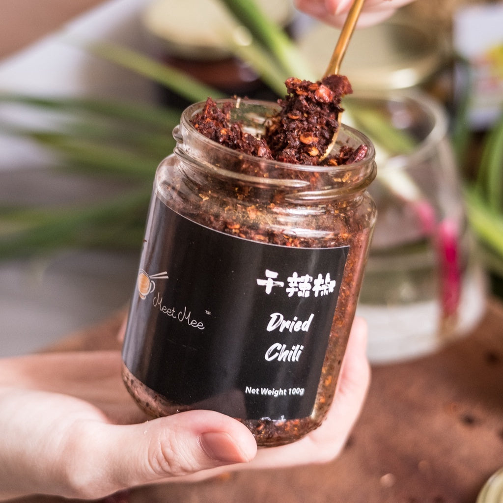 MEET MEE Premium Asian Seasoning Set - Dry Chili, Sambal Dried Shrimp Chili, Sambal Belacan & Vegetarian Sambal MALA Paste - Authentic Spicy Condiments for Cooking, Stir-Fry & Noodle Dishes