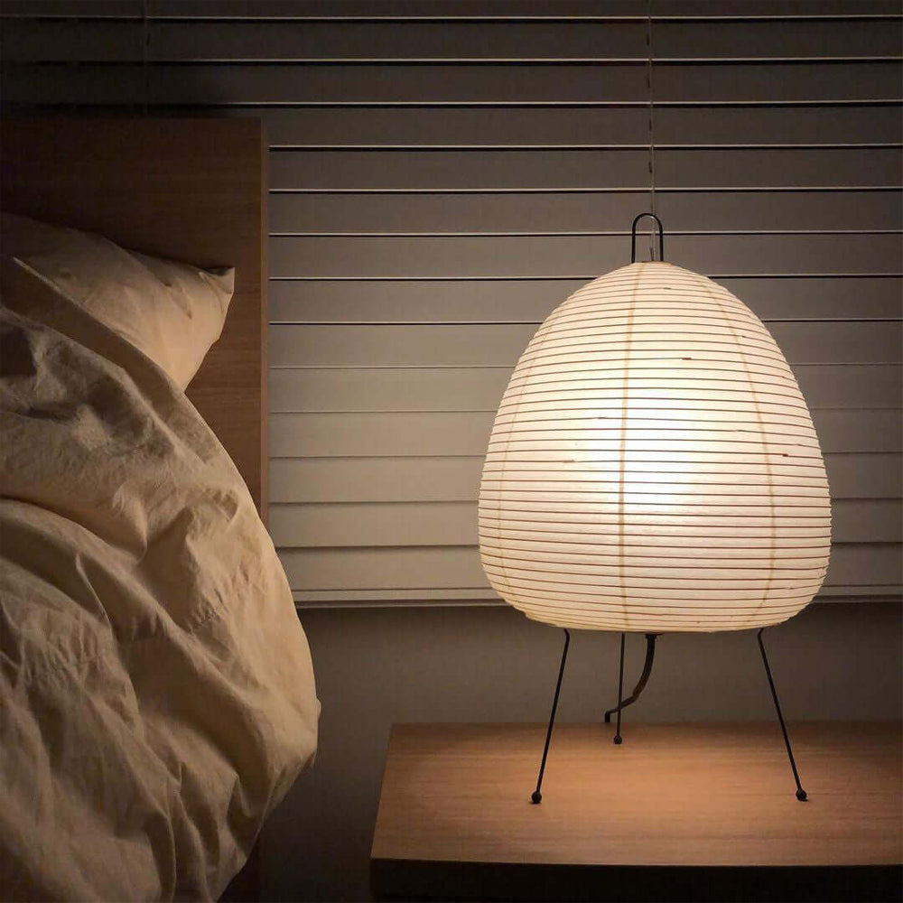Japanese Akari Paper Table Lamp - Handmade Shoji Style Lighting for Bedroom, Living Room & Office - Warm Ambient Light for Relaxation & Decor