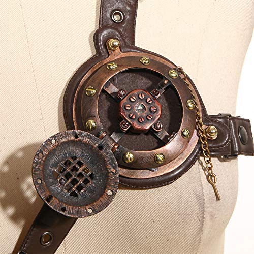 Steampunk Victorian Leather Chest Harness Belt with LED Lights - Gothic Corset Accessory for Cosplay, Halloween, and LARP Costumes