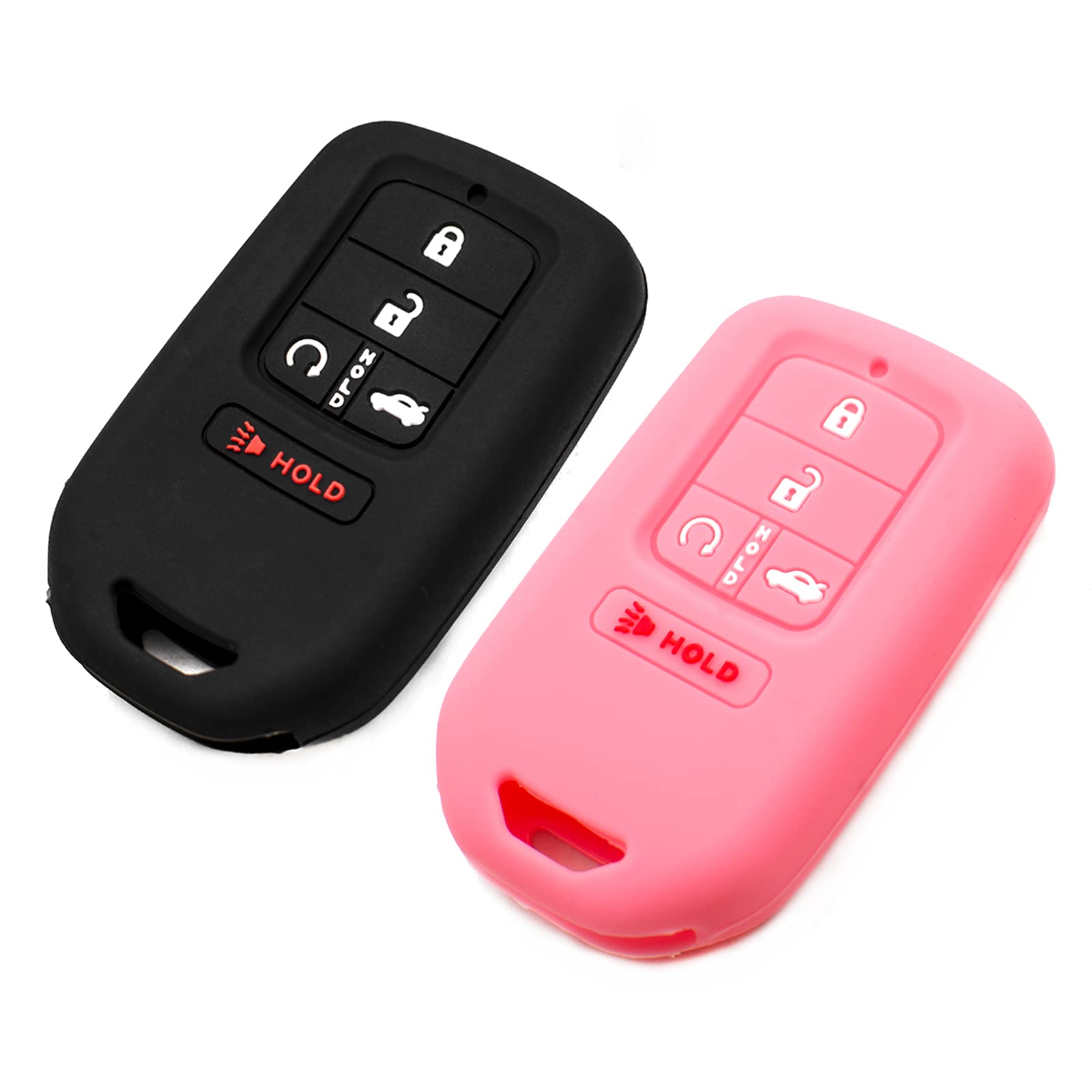 Premium Silicone Key Fob Cover for Honda Civic/Accord/Pilot/CR-V/Insight/Passport - 5 Button Smart Key Protector Case (Black & Pink) | Durable Car Accessories | Perfect for Daily Use, Commuting & Travel Protection