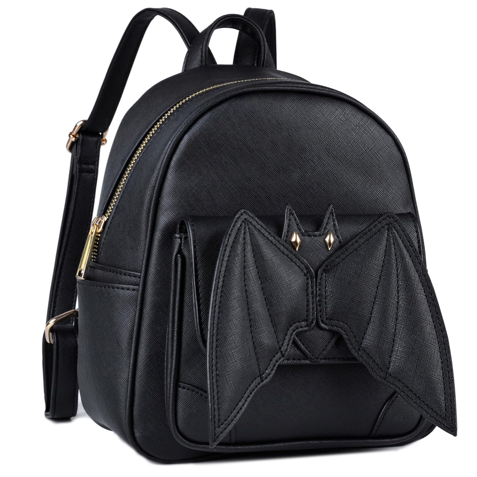 Gothic Bat Backpack for Women - Black Mini Leather Backpack with Wings | Stylish Goth Daypack Purse for Travel, Halloween & Everyday Use | Fashionable Small Backpack for Outfits, Concerts & Night Out