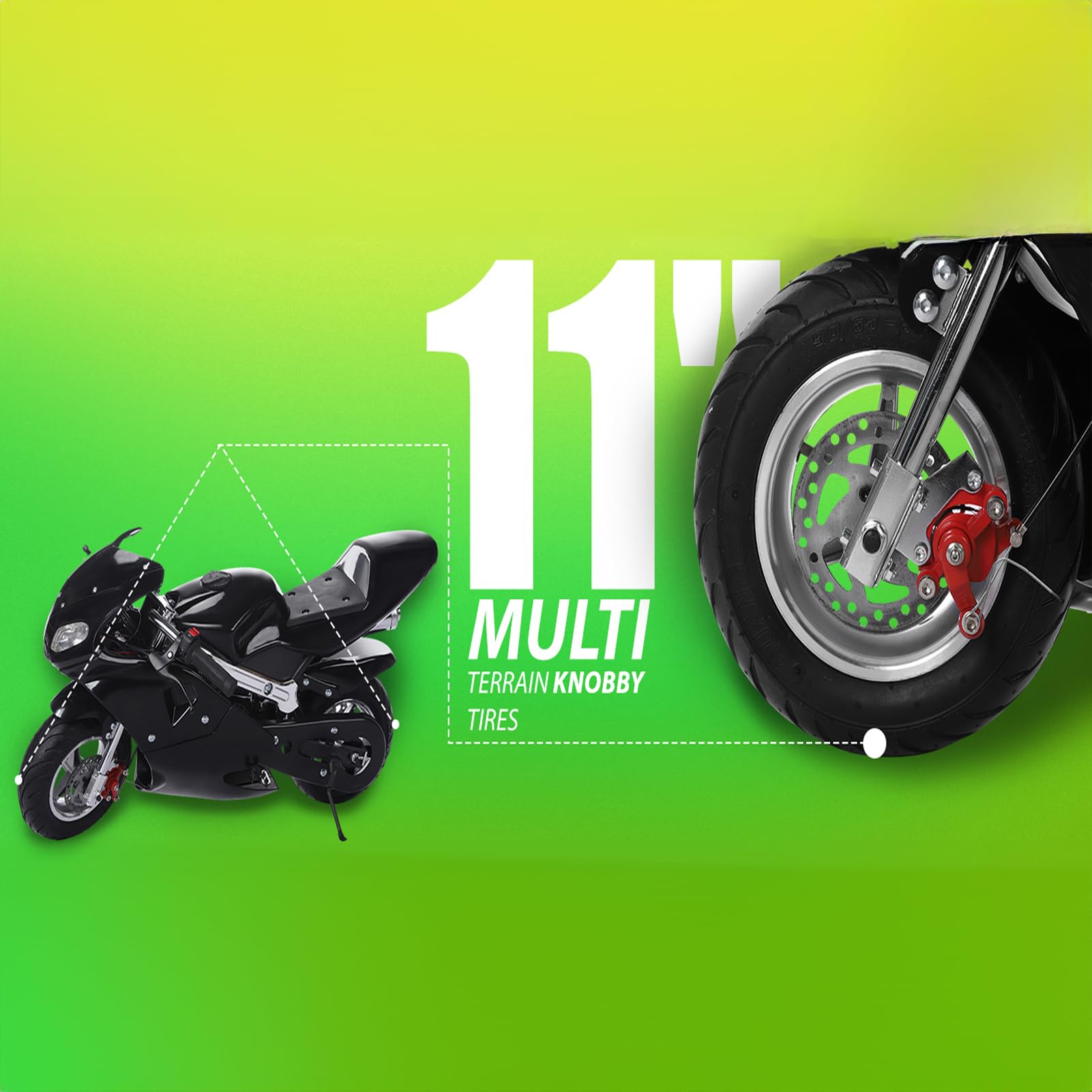 49CC 2-Stroke Mini Dirt Bike for Kids - Gas Powered Pocket Pit Trail Motorcycle, Up to 18MPH Speed, 170 LBS Weight Capacity, 21 Inch Wheels - Perfect for Backyard Riding, Off-Road Trails & Beginner Motocross Training