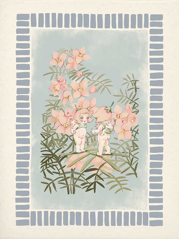 Boronia Babies’ Secret Garden Light Blue Canvas Art Print - Nursery Wall Decor, Baby Room Aesthetic, Kids Bedroom Art, Perfect for Newborn Gifts & Shower Presents