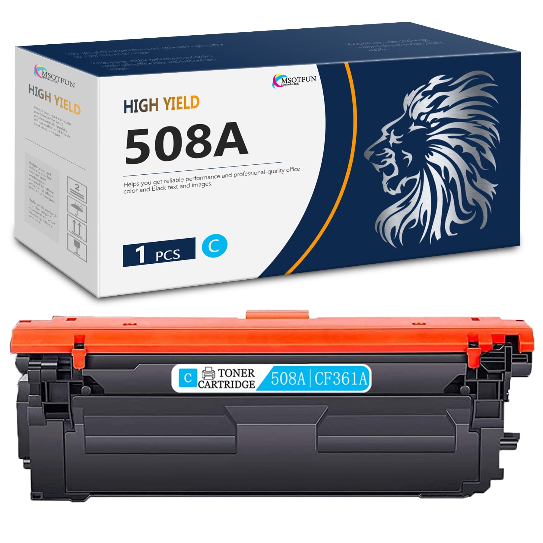 MSOTFUN 508A CF361A Compatible Toner Cartridge Replacement for HP M552dn M553n M553dn M553x M553dh M577 Series Printers - Cyan (1-Pack) | High-Quality Printer Ink Replacement for Office & Home Printing Needs
