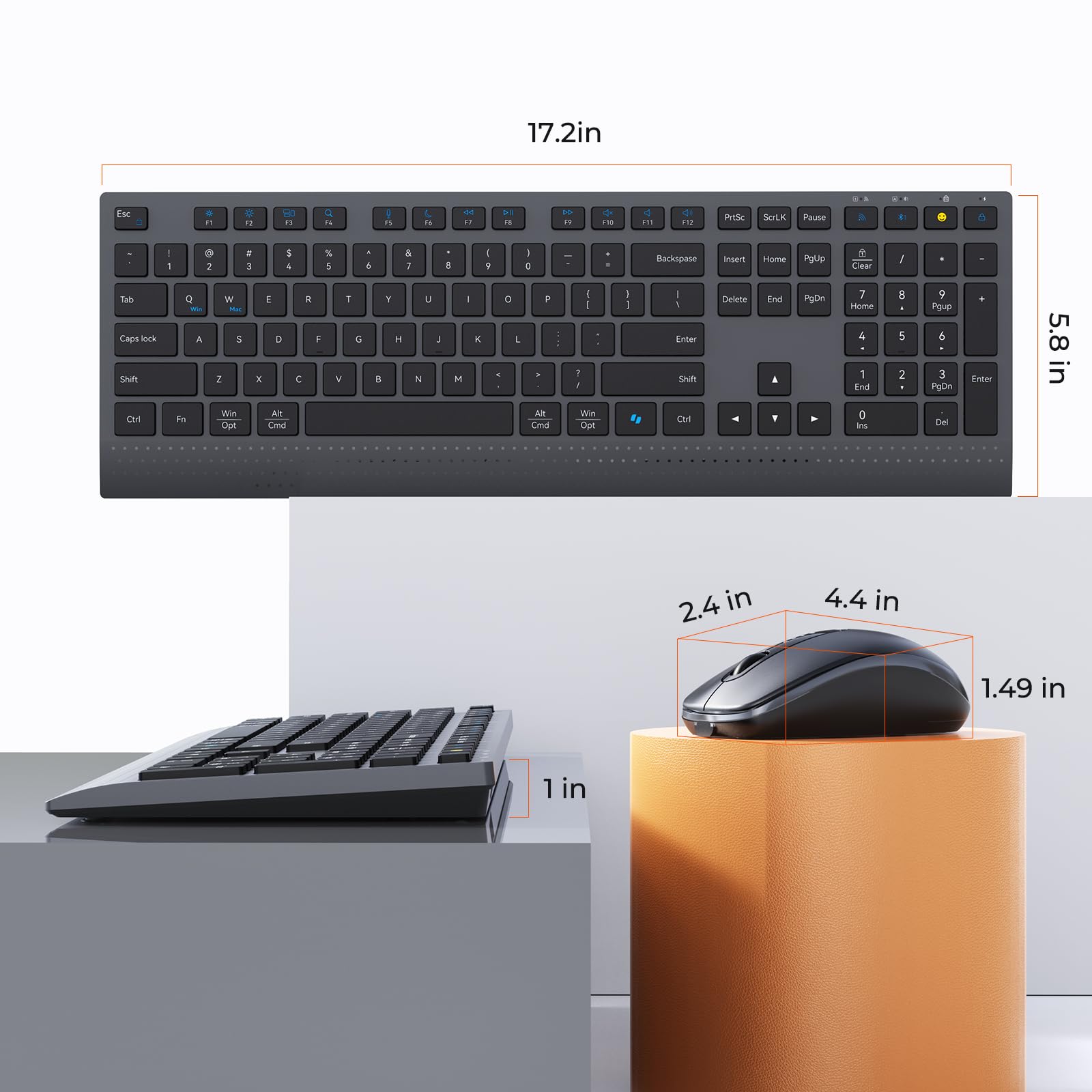 MEETION Bluetooth Keyboard and Mouse Combo - Slim Rechargeable Wireless Keyboard with 3800 DPI Optical Mouse for Laptop, Desktop, iPad, Phone - Compatible with Windows/Mac (Black) - Perfect for Home Office, Gaming, and Remote Work