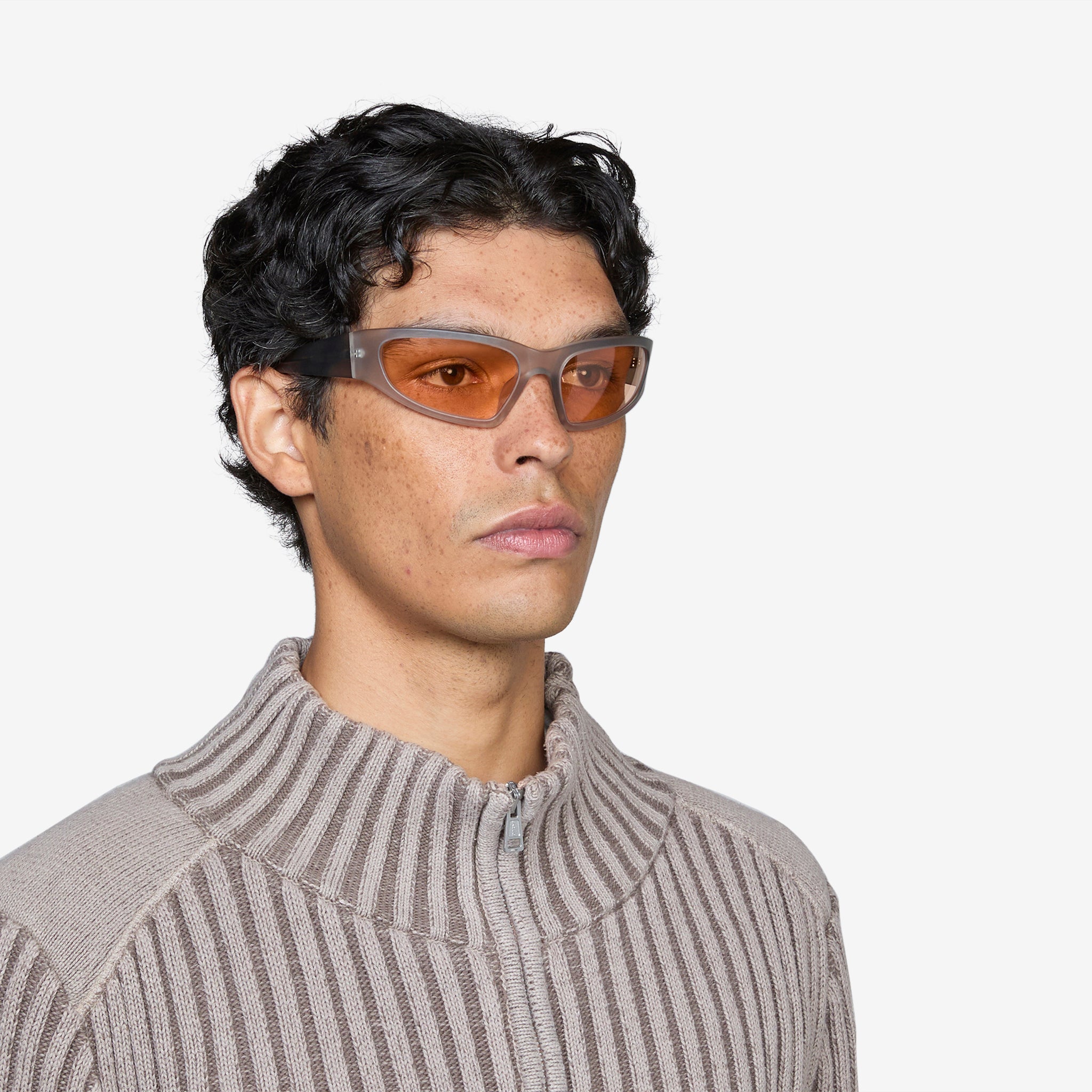 Matte Grey Crow Sunglasses with Orange Solid Lenses - Stylish UV Protection for Outdoor Sports & Beach Activities