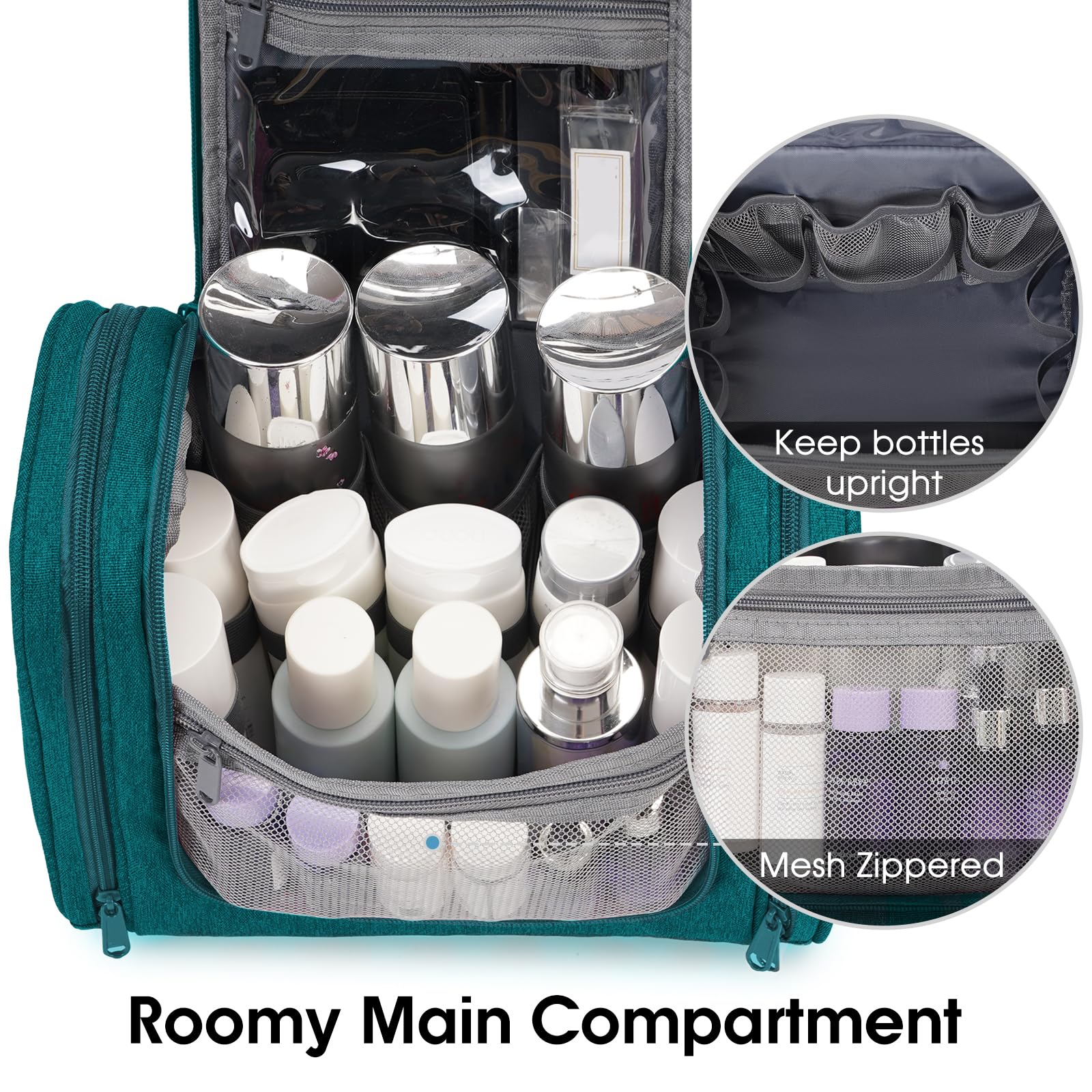 Narwey Hanging Travel Toiletry Bag for Women - Waterproof Makeup Organizer with Multiple Pockets for Cosmetics, Skincare & Essentials - Perfect for Vacation, Gym, Camping & Business Trips