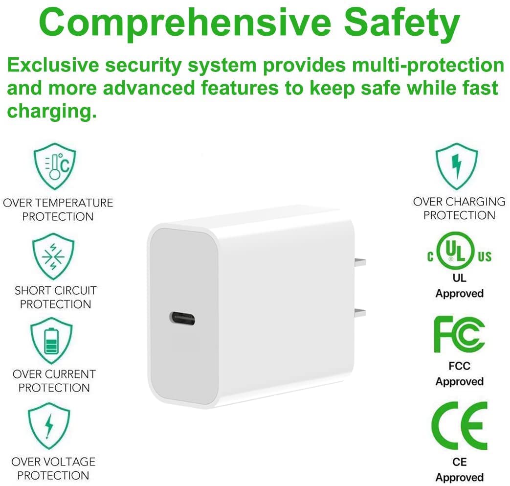 20W PD Fast Charger Adapter for iPhone 15/14/13/12 Series - USB C Wall Charger Compatible with iPhone 11 Pro Max/XS/XR/8/SE & iPad Pro - Ultra Compact & Powerful Charging Solution for Home, Office & Travel