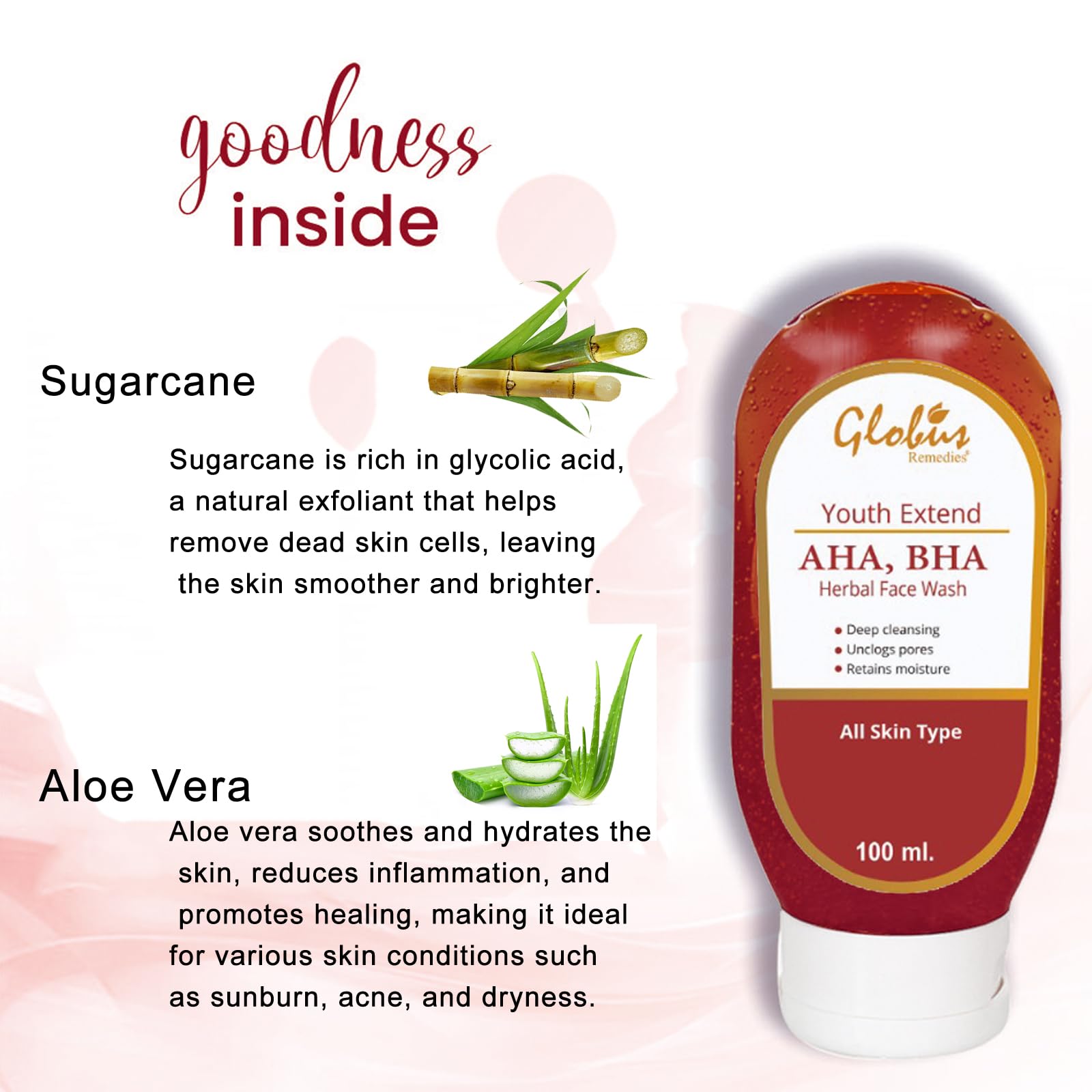 Best AHA BHA Herbal Face Wash for Anti-Aging & Exfoliation - 100ml (Pack of 2) - Gentle Daily Cleanser for Acne, Wrinkles & Brightening Skin - Perfect for Morning & Night Skincare Routine