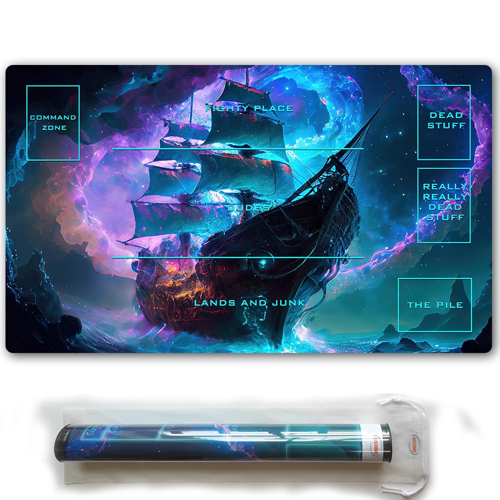 Premium MTG Playmat with Stitched Field Rules Zones - Includes Free Plastic Storage Tube & Bag | Perfect for Magic: The Gathering Beginners (MTG2-2) | Ideal for Game Nights, Tournaments & Card Protection