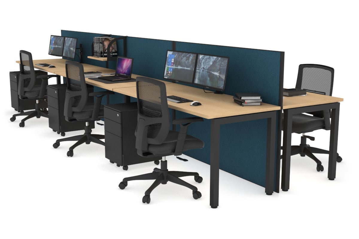 Horizon Quadro 6p Bench Square Legs Office Workstation [1800L x 700W] - Durable Modern Office Desk for Workspace & Home Office Setup