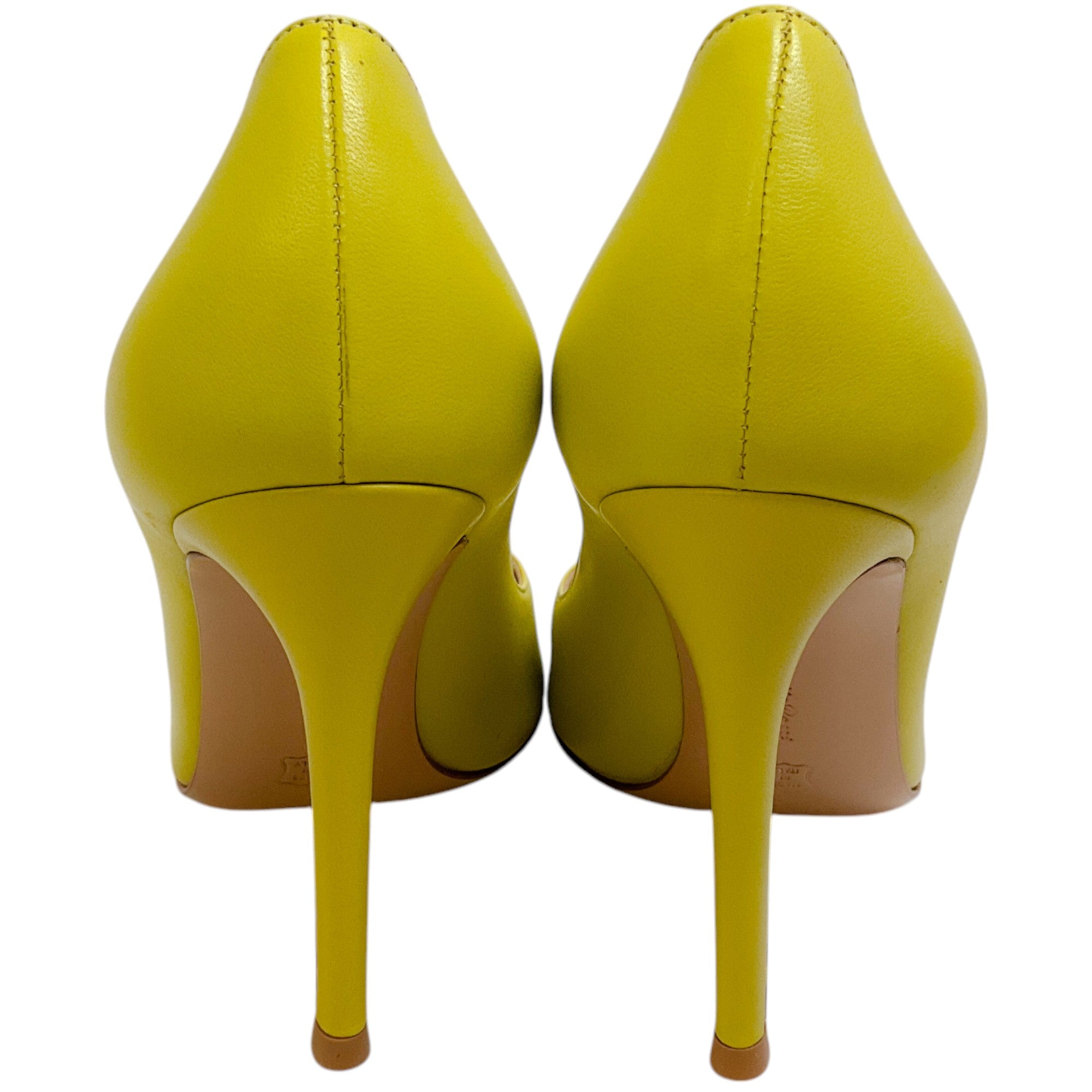 Gianvito Rossi Citron Cider Leather Gianvito 105 Pumps Women's High Heels - Perfect for Office, Party & Special Occasions