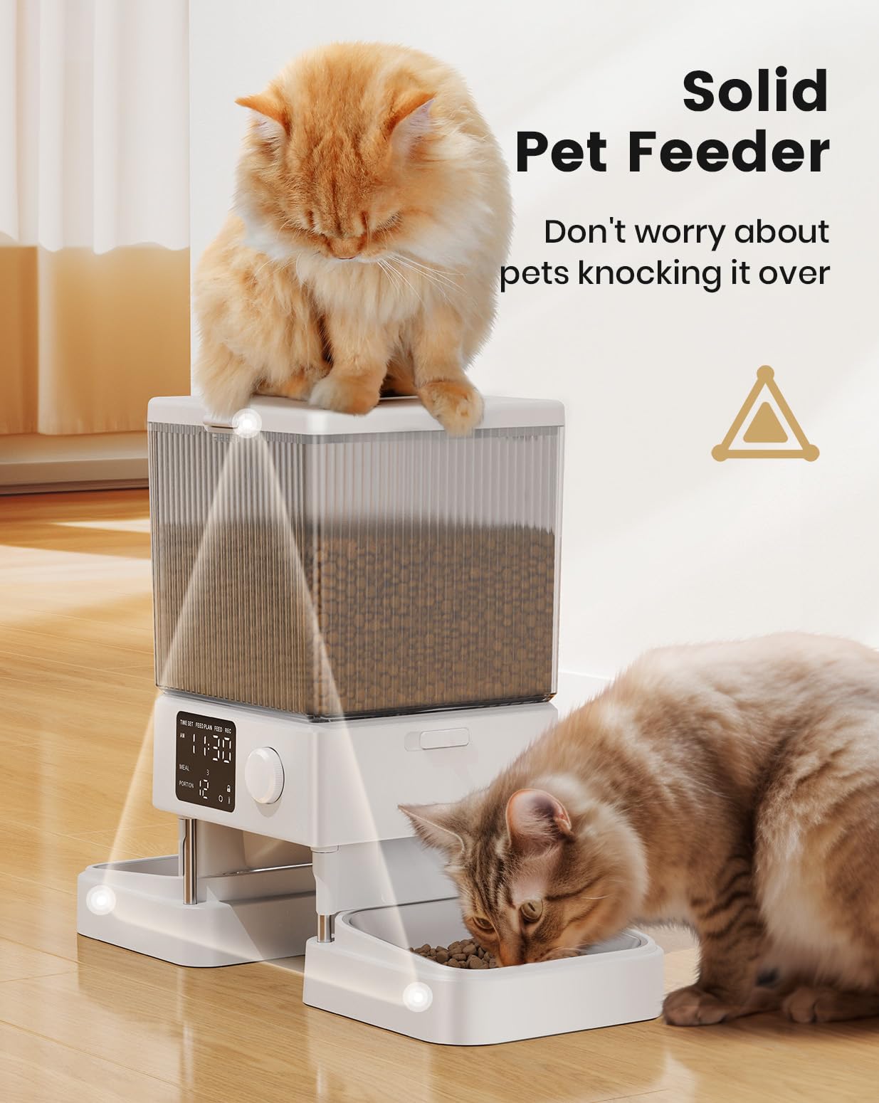 Oneisall Automatic Cat Feeder for 2 Cats - 20 Cups/5L Smart Pet Food Dispenser with Timer for Dry Food (White) - Perfect for Indoor Cats & Small Pets - Ideal for Vacation, Workdays & Nighttime Feeding