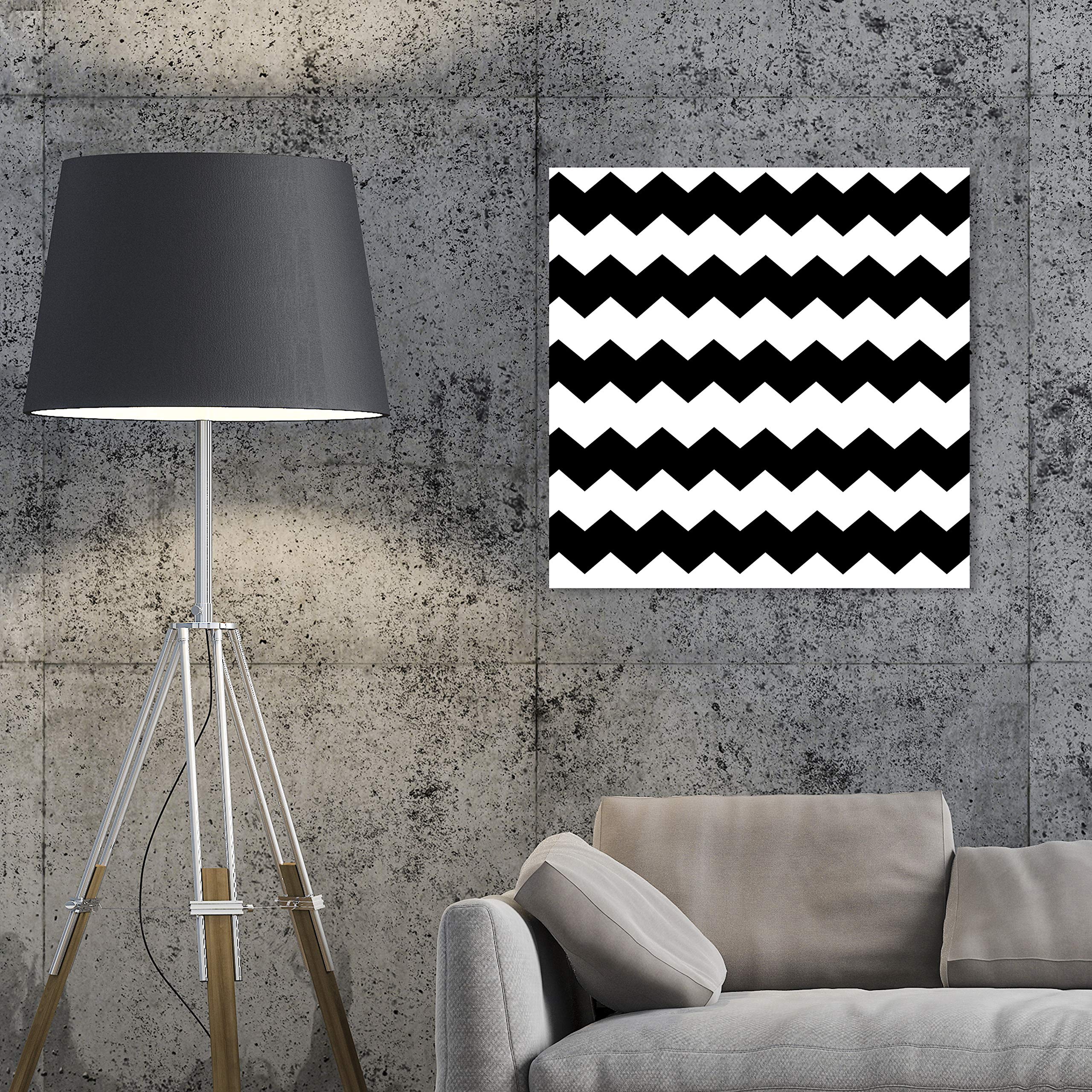 Abstract Chevron Wall Art Canvas Print - Black & White Modern Home Decor - 24