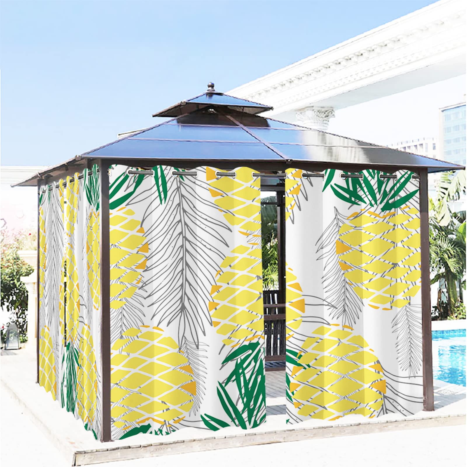 White Weather-Resistant Gazebo Curtains 52
