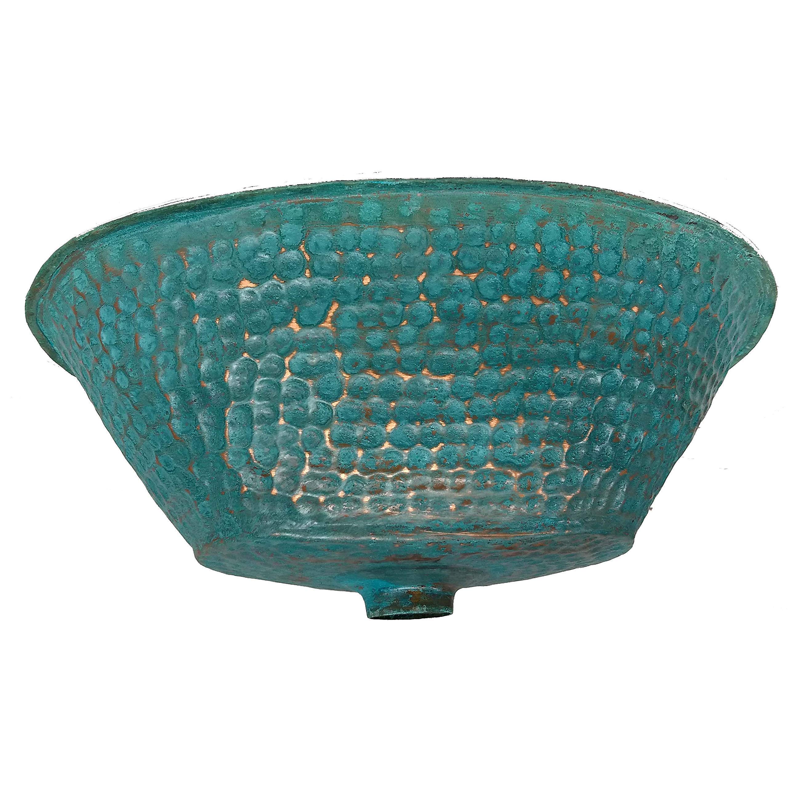 Antique Green Patina Copper Bathroom Vanity Sink - Oval Oxidized Kitchen Bar Prep Sink with Built-in Mounting Ring for Master Bath, Guest Room & House Renovation | Rustic Farmhouse Decor for Bathroom & Kitchen