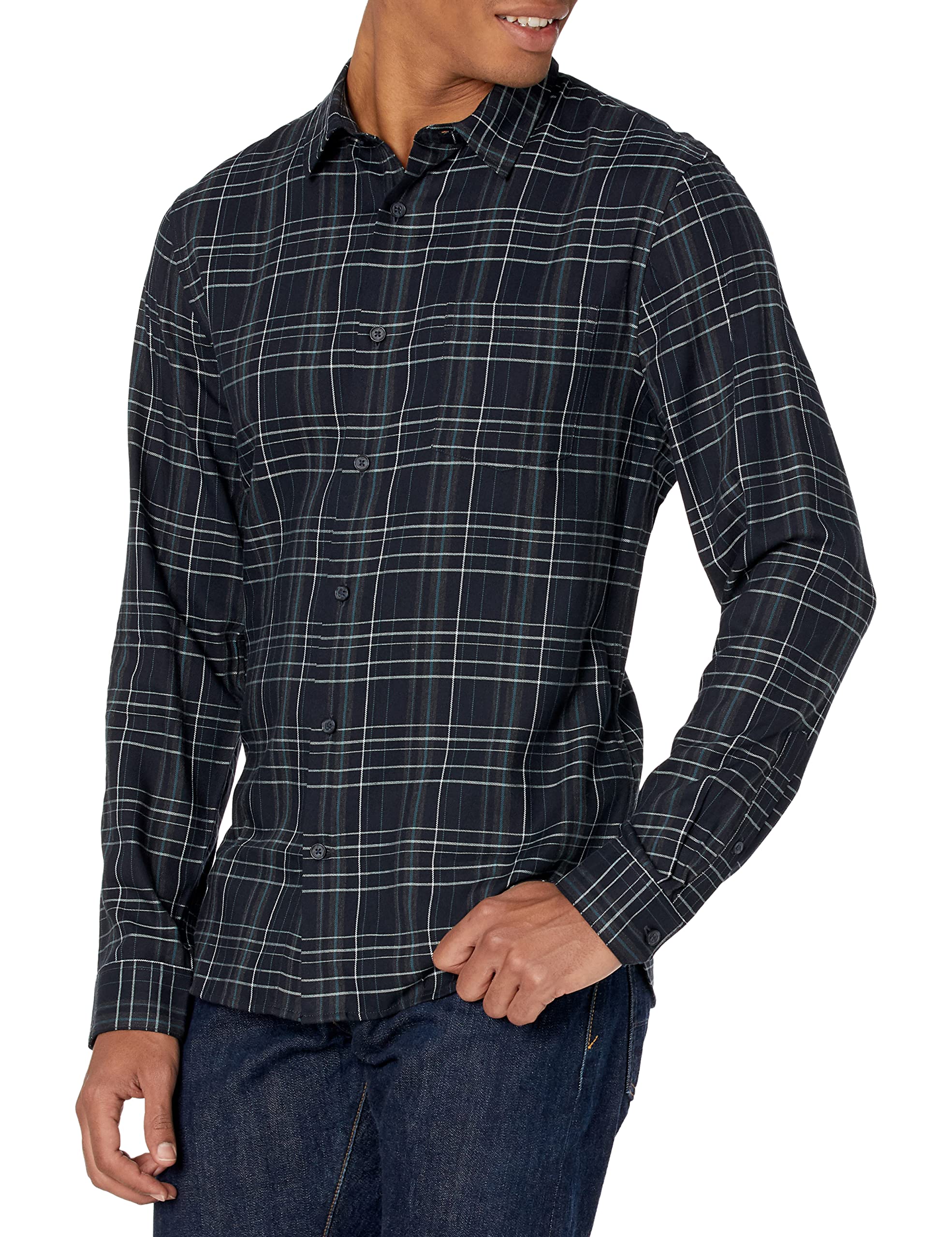 Vince Men's Hidden Valley Plaid Long Sleeve Shirt - Classic Casual Button Down for Work, Office & Fall Outfits | Soft Cotton Comfort Fit Dress Shirt for Men
