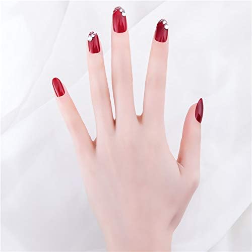 Rapidsflow 24-Piece Long French Artificial Nails Set - Full Nail Extensions with Free Application Kit (Red) | Perfect for Salon, Home Manicure & Special Occasions