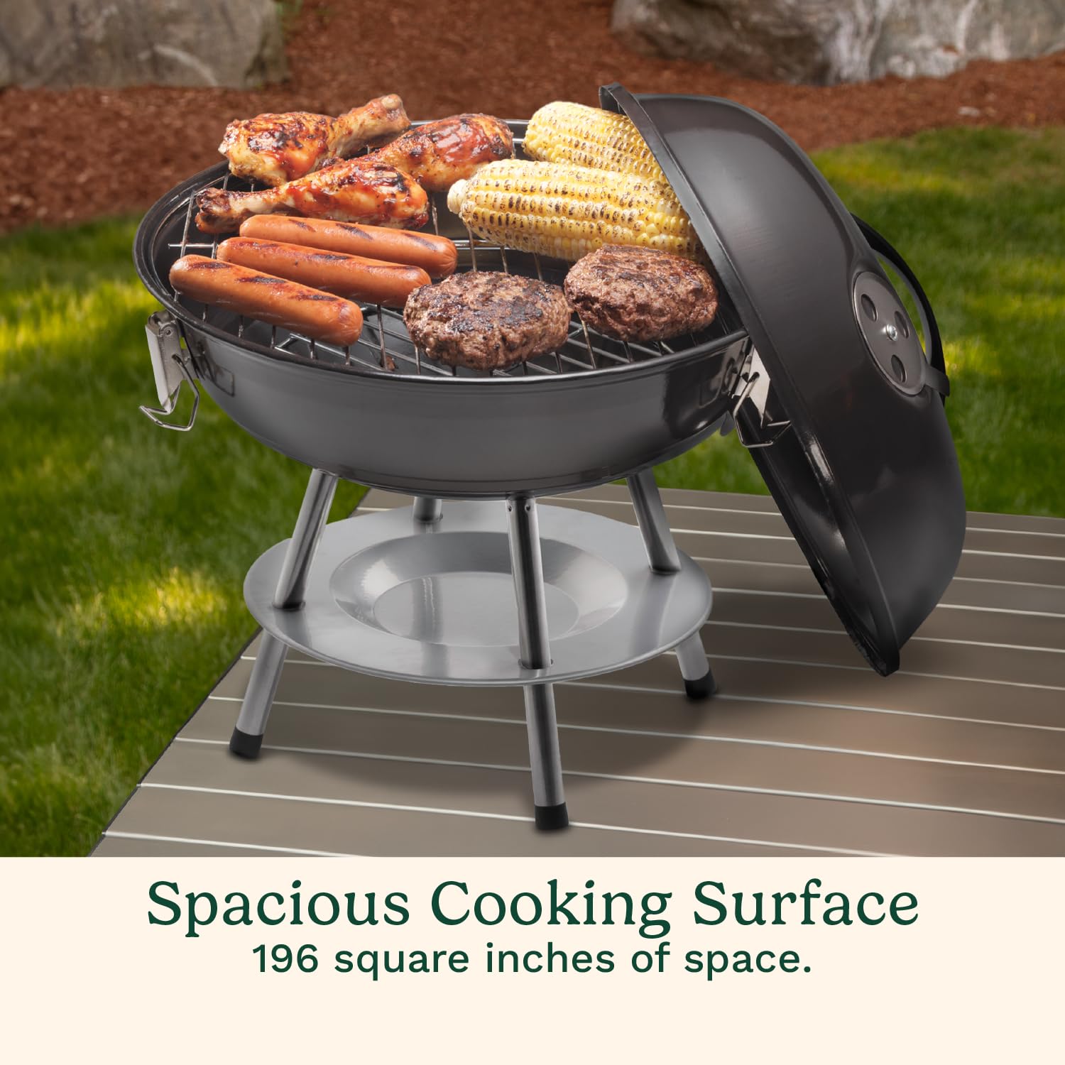 Cuisinart CCG-190 14-Inch Portable Charcoal Grill - Compact & Lightweight for Camping, Picnics, Tailgating & Backyard BBQs - Black