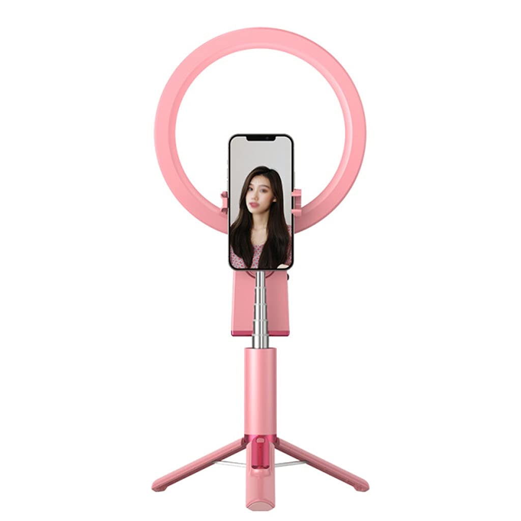 JKXWX Adjustable Phone Stand with Ring Light - 360° Rotatable Phone Holder for Video Recording, Live Streaming & Selfies (Pink/Black) - Perfect for TikTok, YouTube & Instagram Content Creation