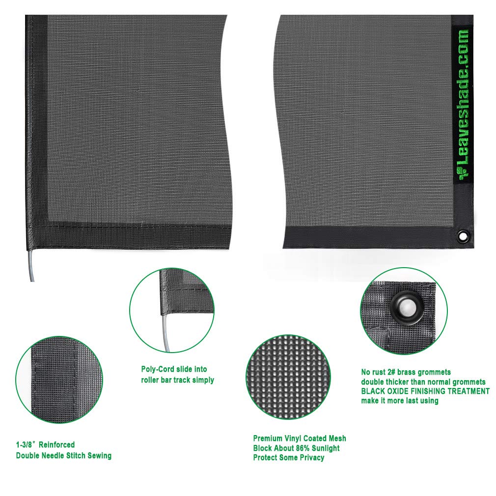Leaveshade RV Awning Sun Shade Screen 10' X 9' 3'' - Premium Mesh Sunshade for Motorhome, Camping Trailer & RV - Blocks UV Rays & Front Sun - Durable Canopy Sunscreen with 3-Year Warranty (Black) | Perfect for Outdoor Camping, Road Trips & Summer Travel Protection