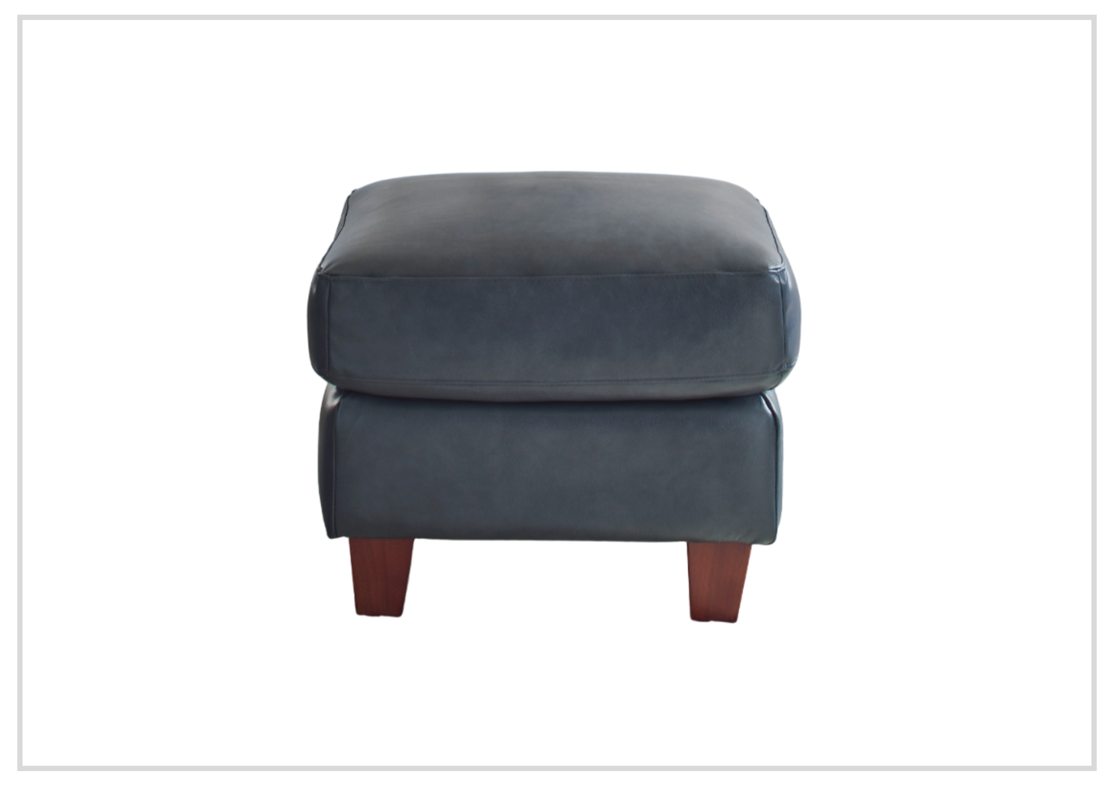 Gio Italia Home Tirano Leather Ottoman in Bluish Gray - Premium Footrest & Storage Bench for Living Room, Bedroom, or Office