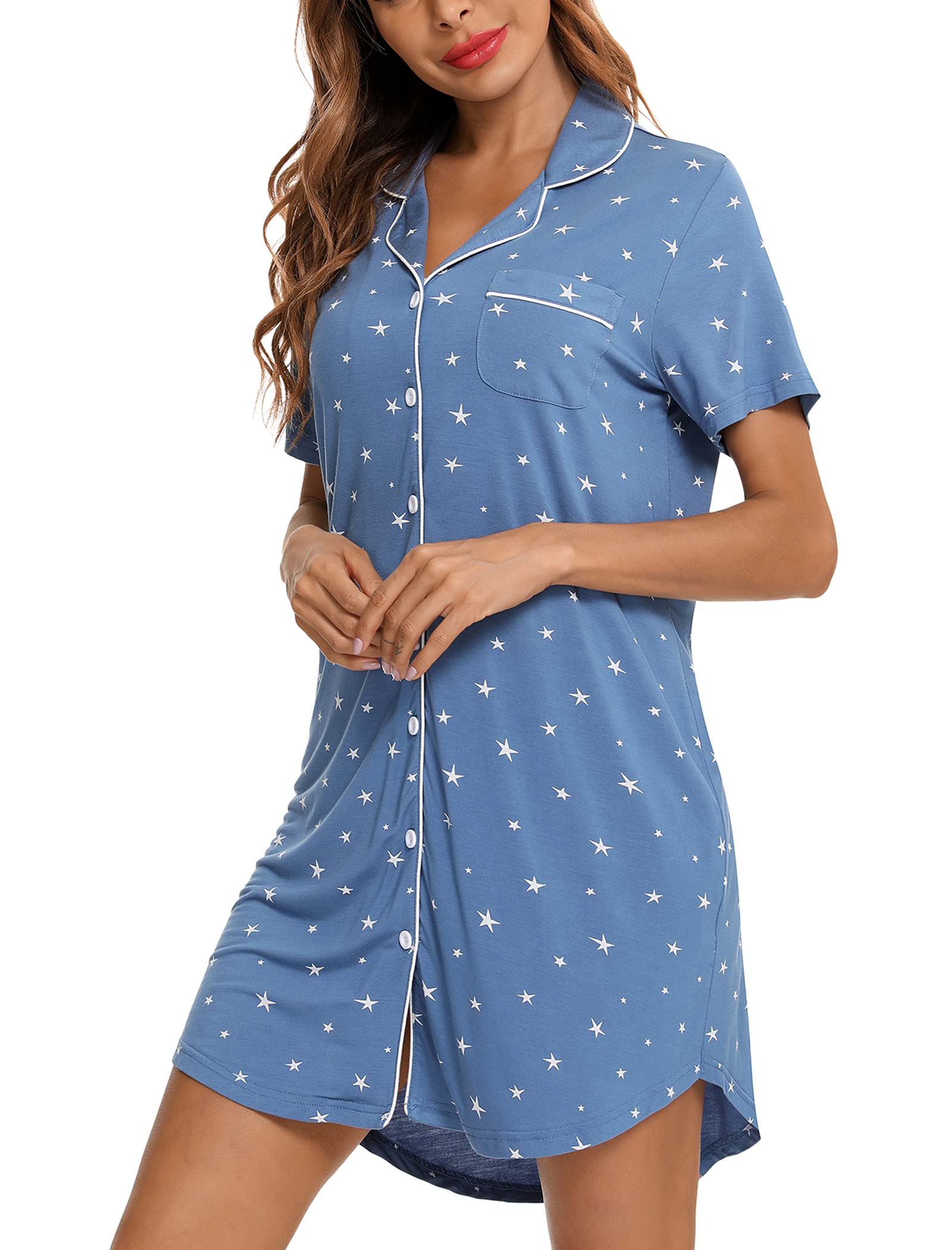 **Leikar Maternity Nightgown for Women - Nursing Pajamas Long Sleeve Sleepshirt - Soft & Comfortable for Pregnancy & Breastfeeding - Perfect for Nighttime & Postpartum Care**