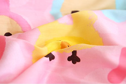LELVA Rilakkuma Pattern Bedding Set - Pink Queen Size Comforter Cover, Duvet Cover & Fitted Sheet for Kids & Girls - Cute Cartoon Character Design for Bedroom Decor, Sleepovers & Cozy Nights